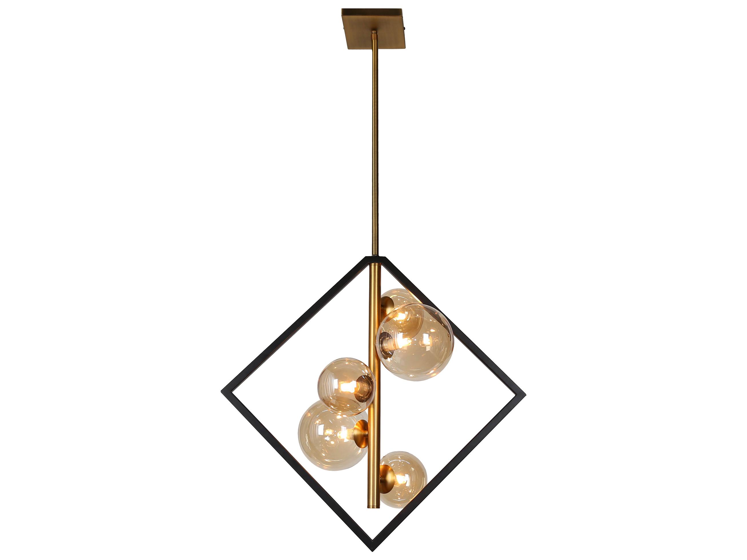 Dainolite Glasgow 5-Light Vintage Bronze Matte Black Champagne Globe Geometric Pendant