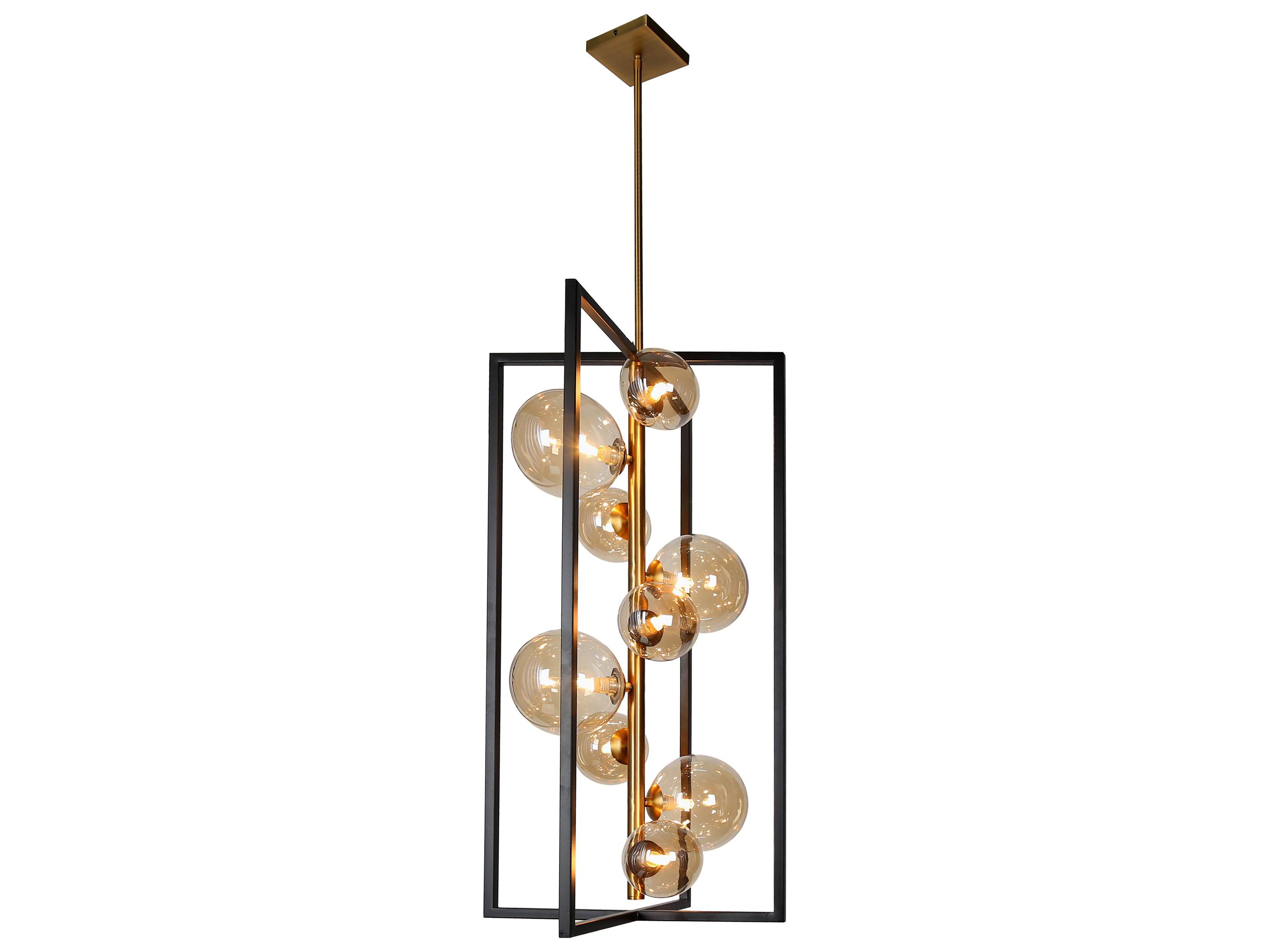 Dainolite Glasgow 9-Light Vintage Bronze Matte Black Champagne Globe Geometric Pendant