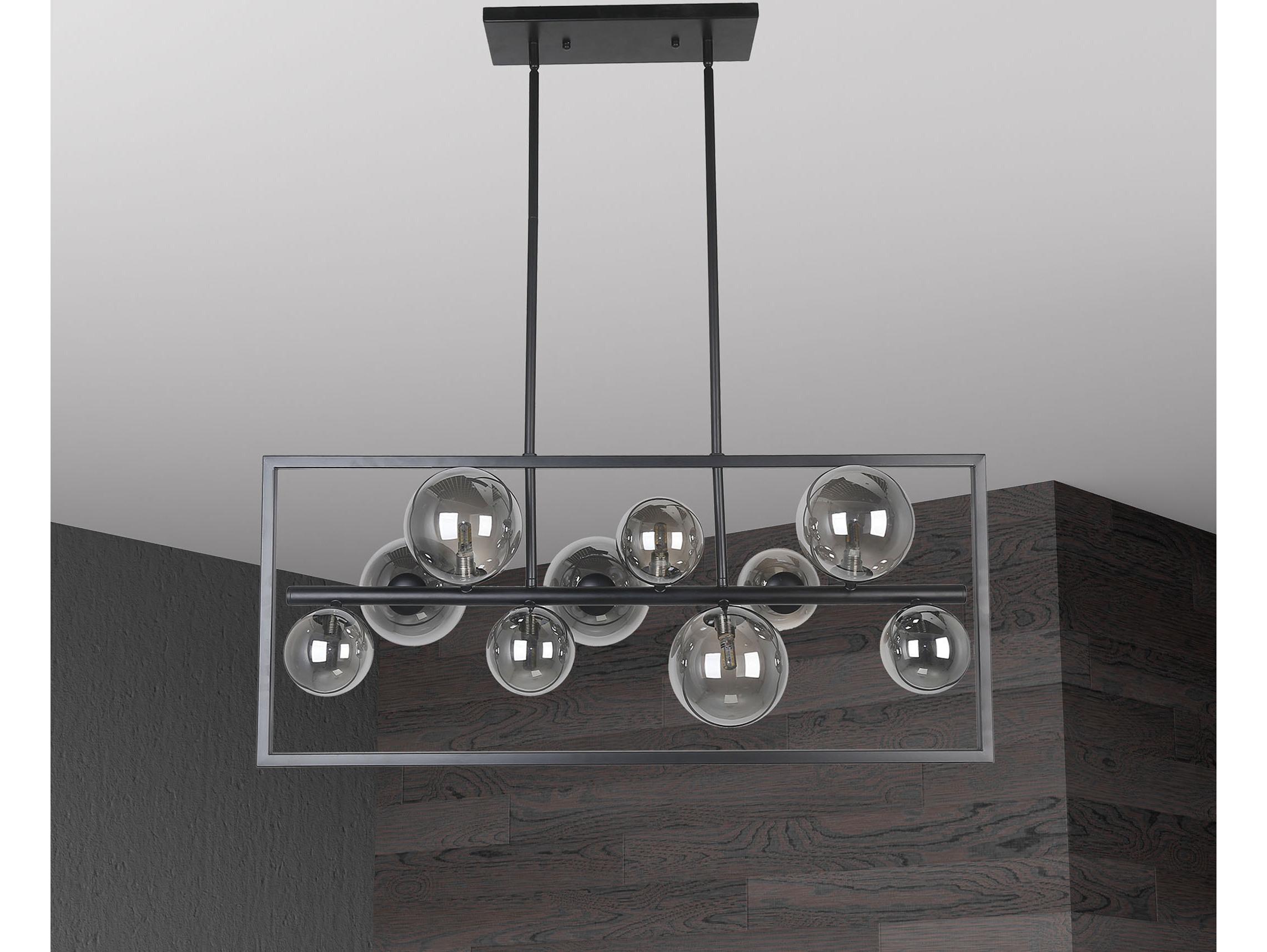 Dainolite Glasgow 10-Light Matte Black Geometric Island Pendant