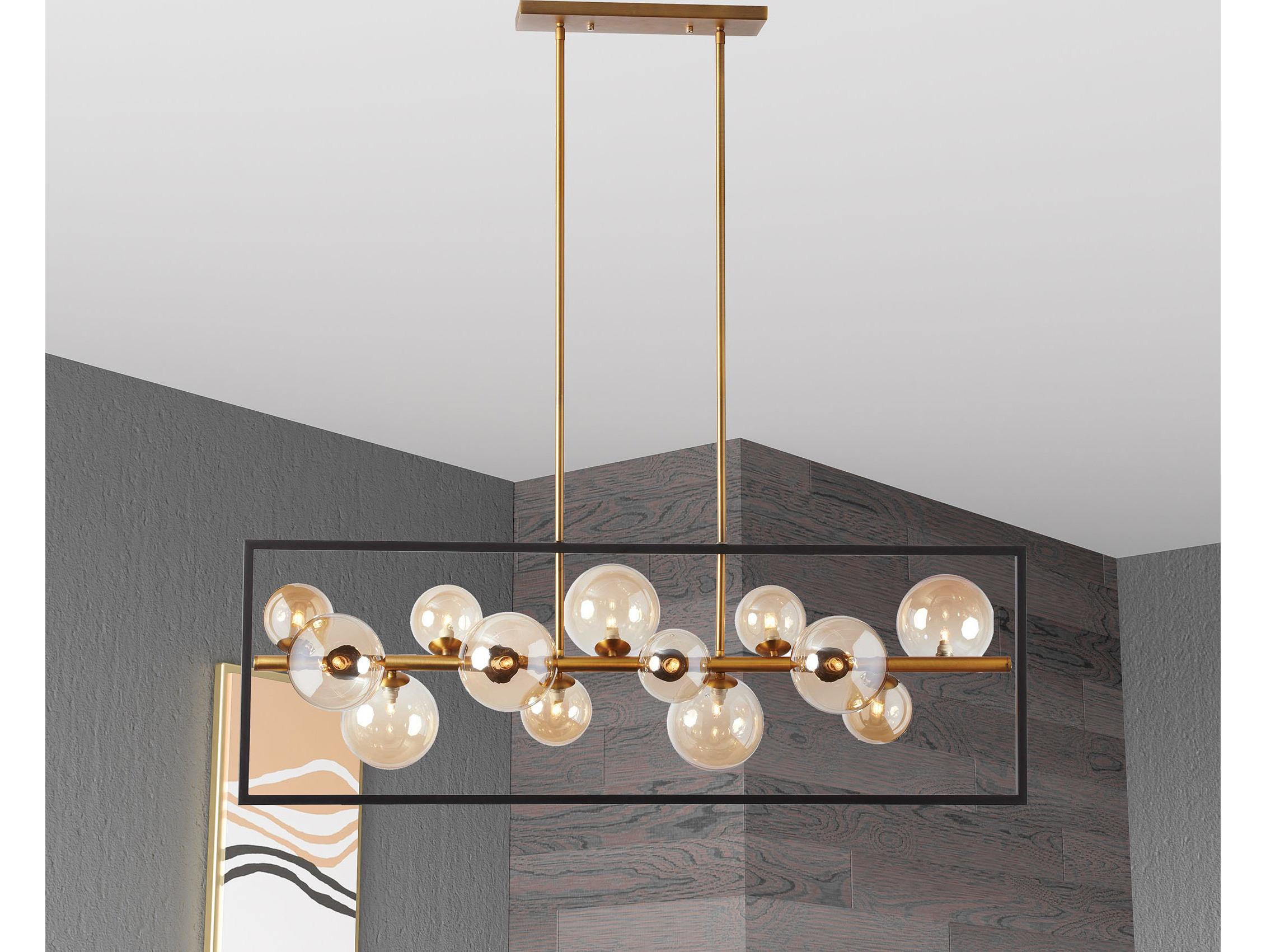 Dainolite Glasgow 13-Light Vintage Bronze Matte Black Champagne Globe Geometric Island Pendant