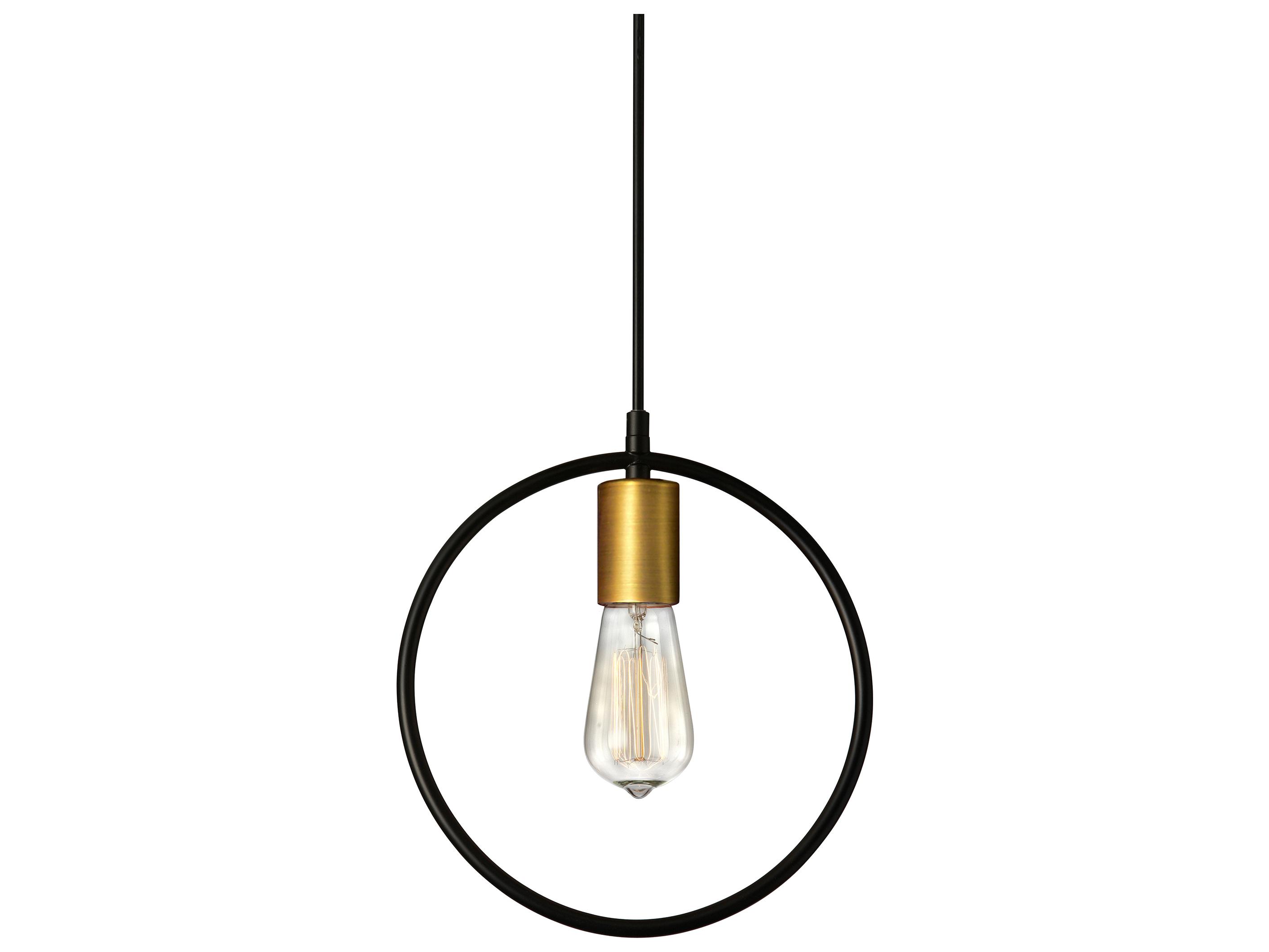 Dainolite Geometric 1-Light Matte Black Vintage Bronze Round Mini Pendant