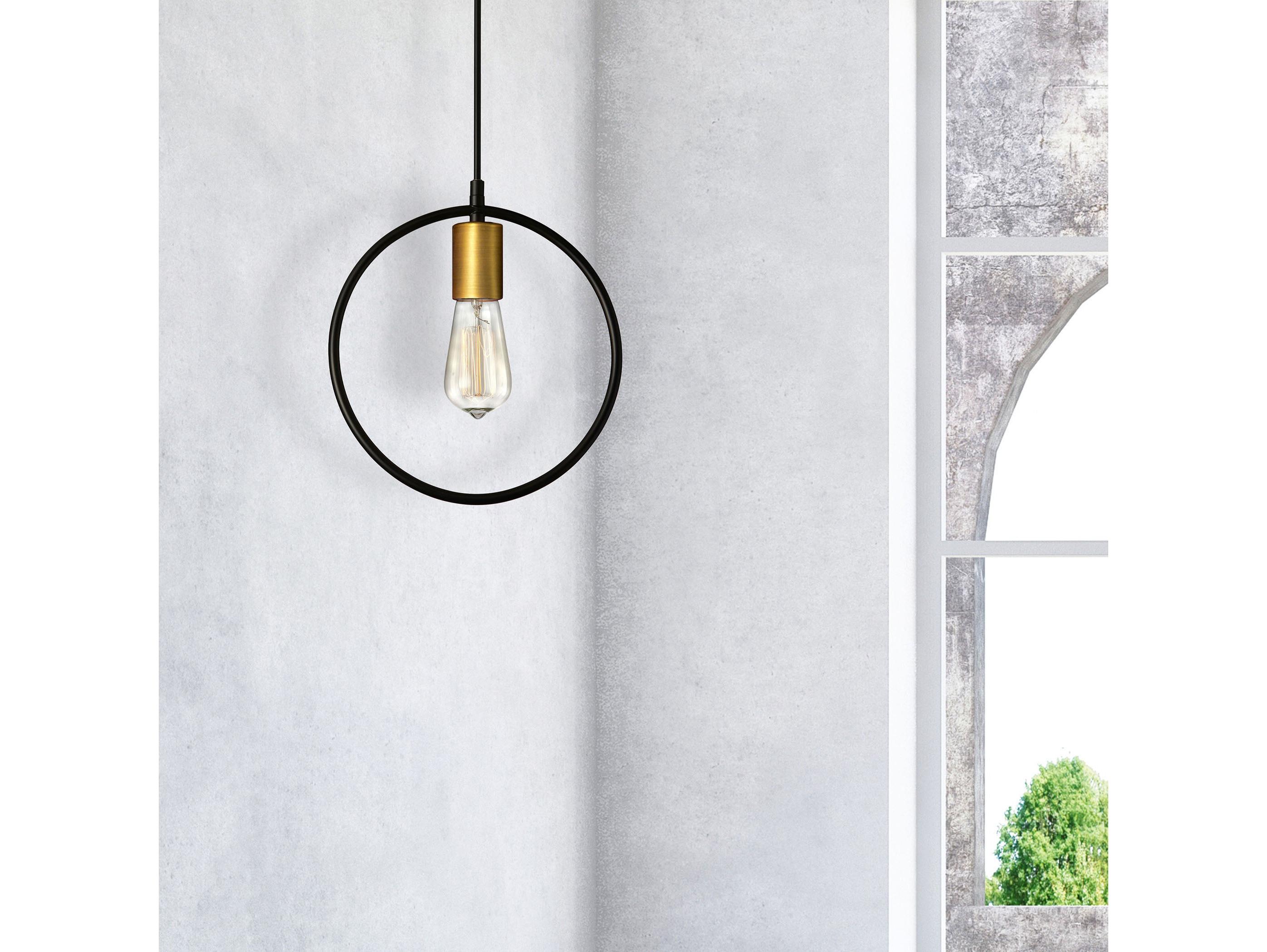 Dainolite Geometric 1-Light Matte Black Vintage Bronze Round Mini Pendant