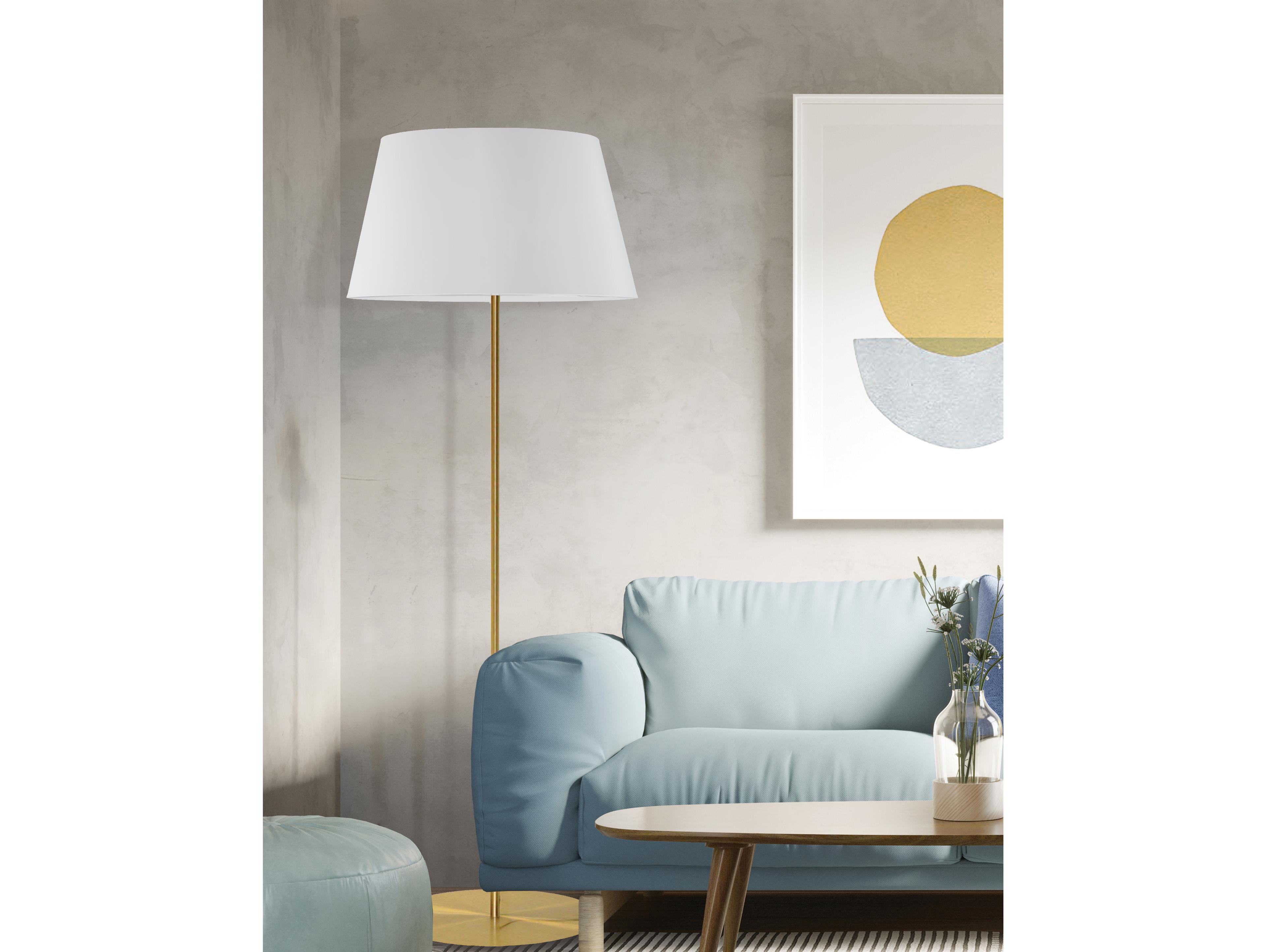 Dainolite Gretchen Aged Brass White Fabric Floor Lamp