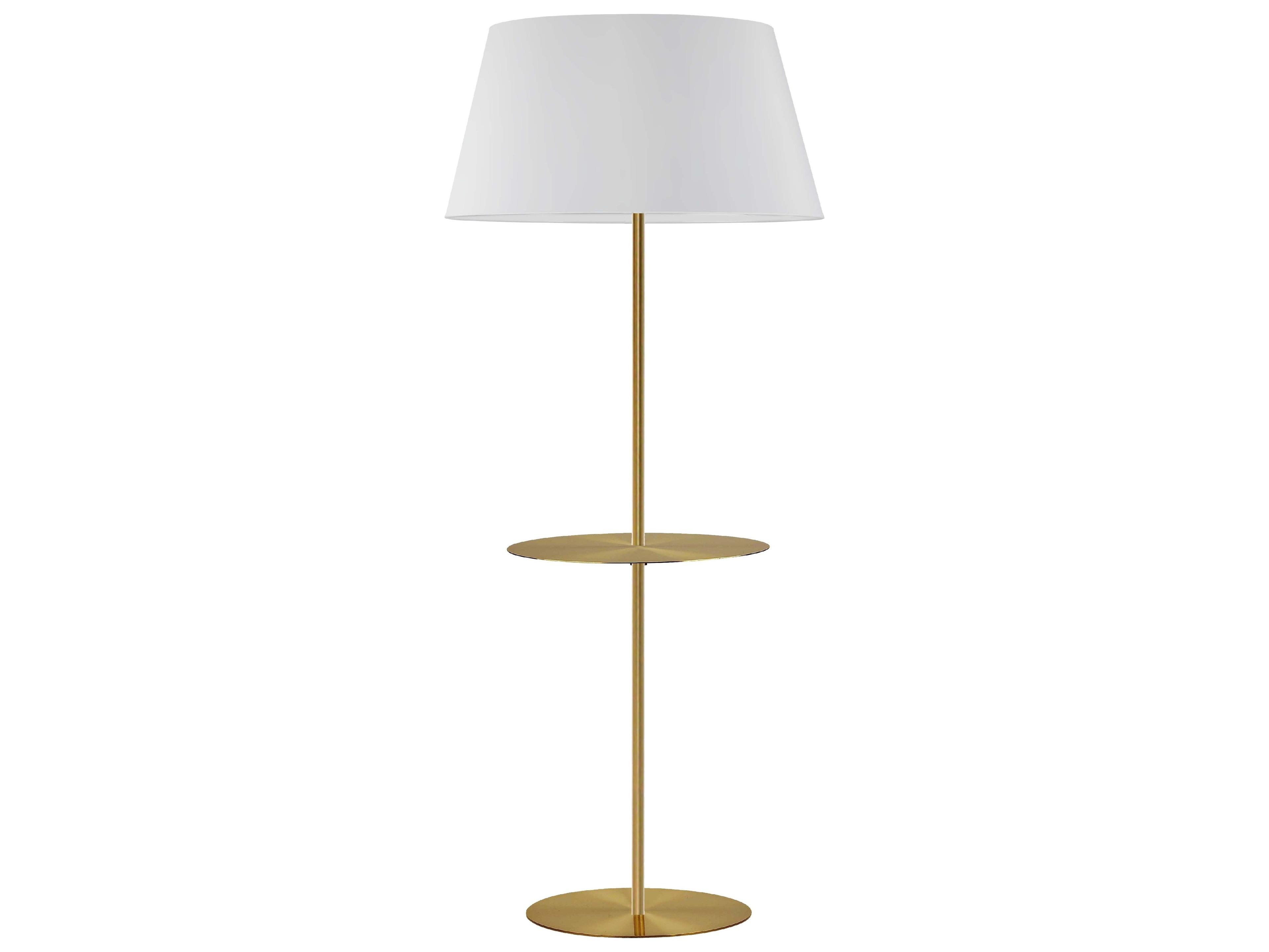 Dainolite Gretchen Aged Brass White Fabric Floor Lamp