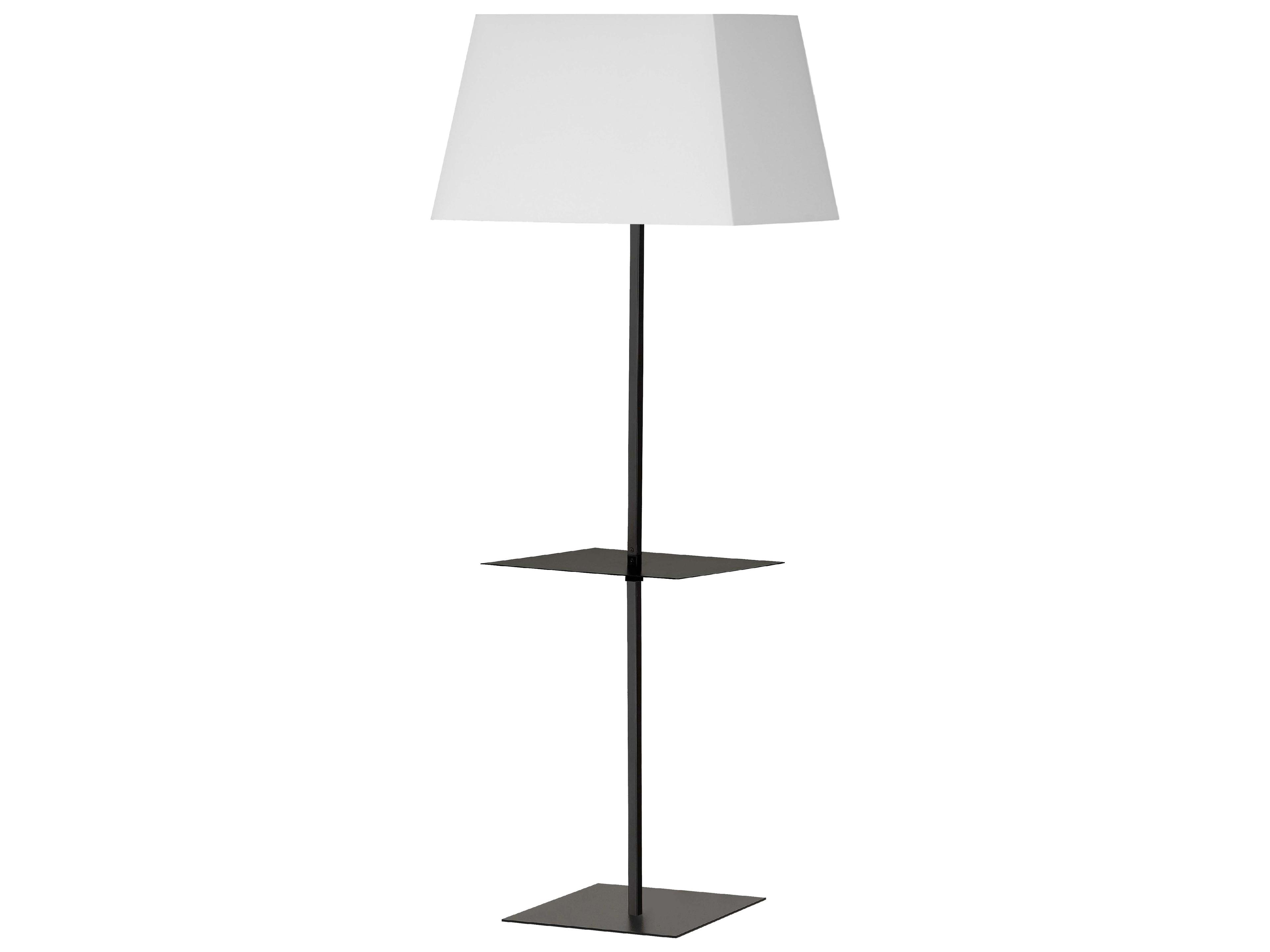 Dainolite Gretchen Matte Black White Fabric Floor Lamp