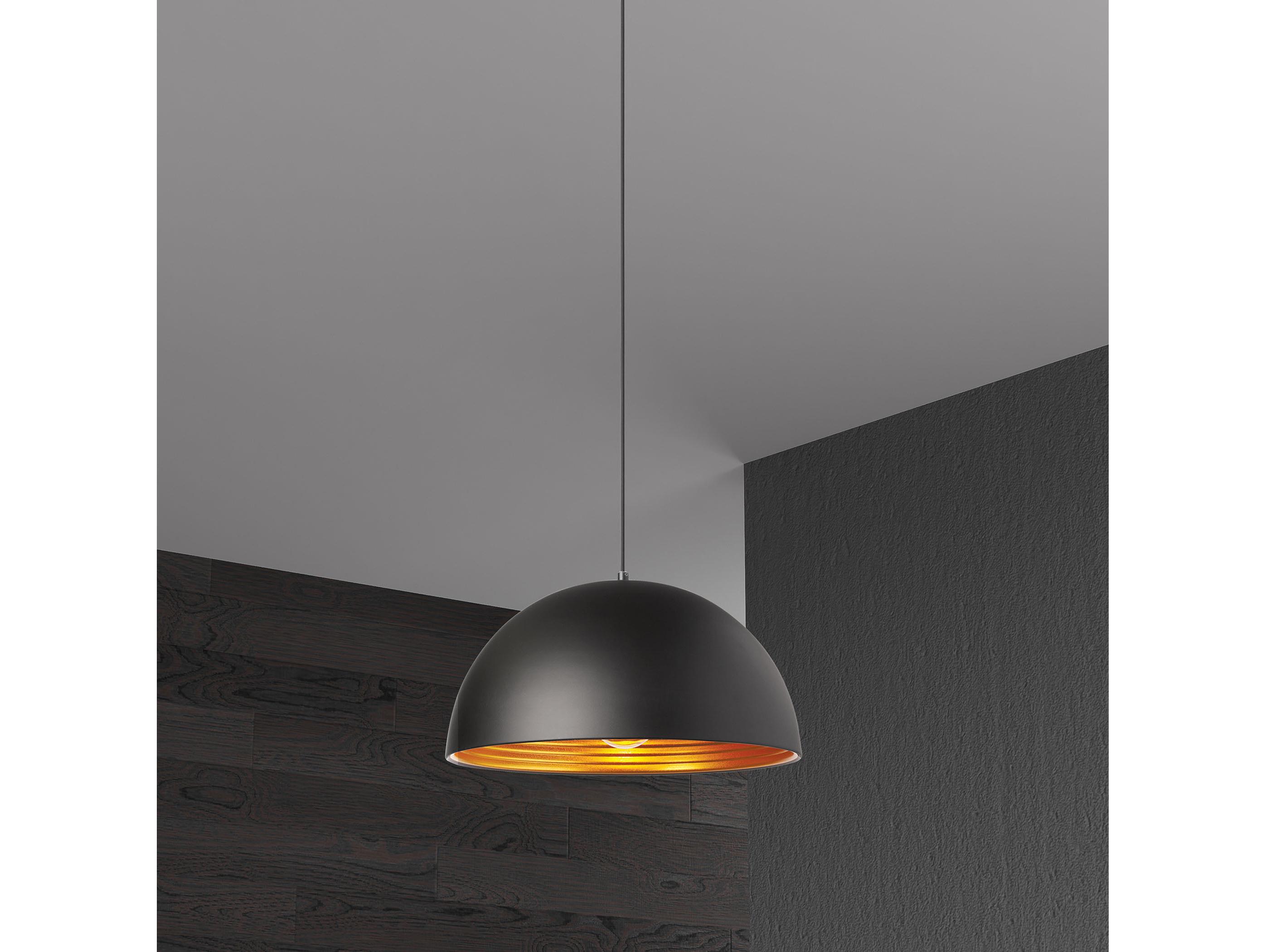 Dainolite Helsinki 1-Light Matte Black Gold Dome Pendant