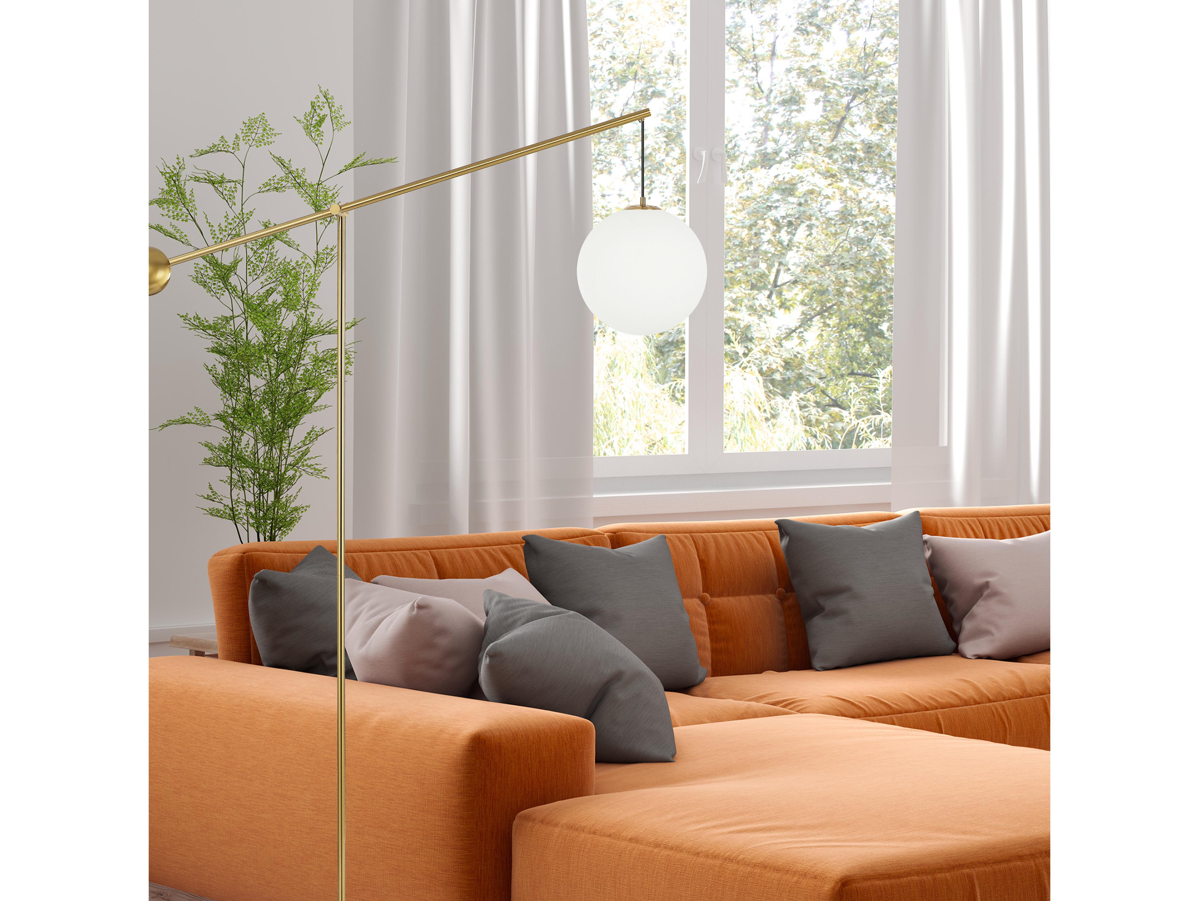 Dainolite Holly Aged Brass Opal White Glass Floor Lamp