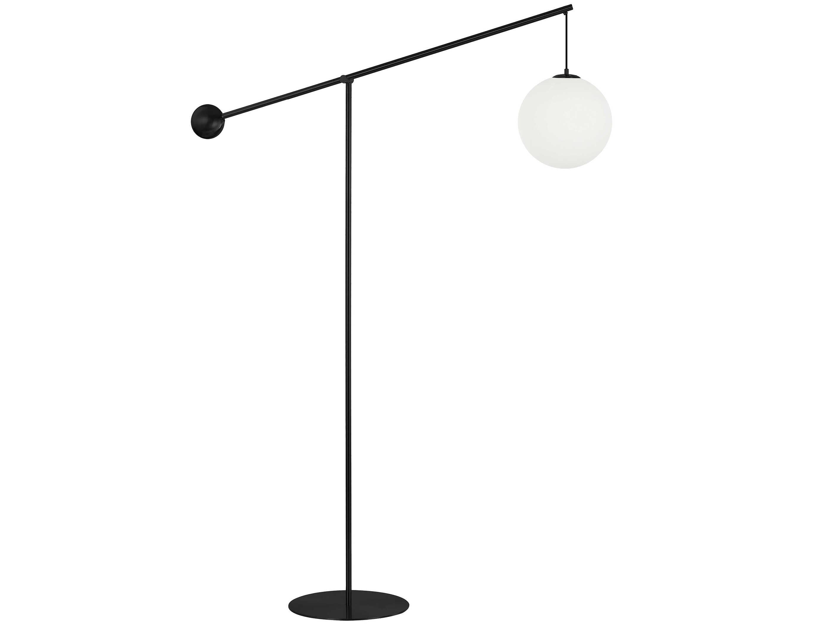 Dainolite Holly Matte Black Opal White Glass Floor Lamp