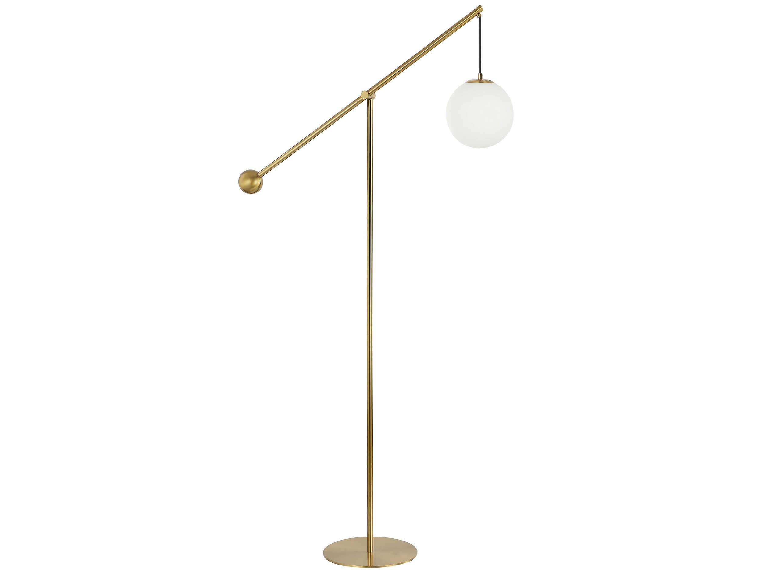 Dainolite Holly Aged Brass Opal White Glass Floor Lamp