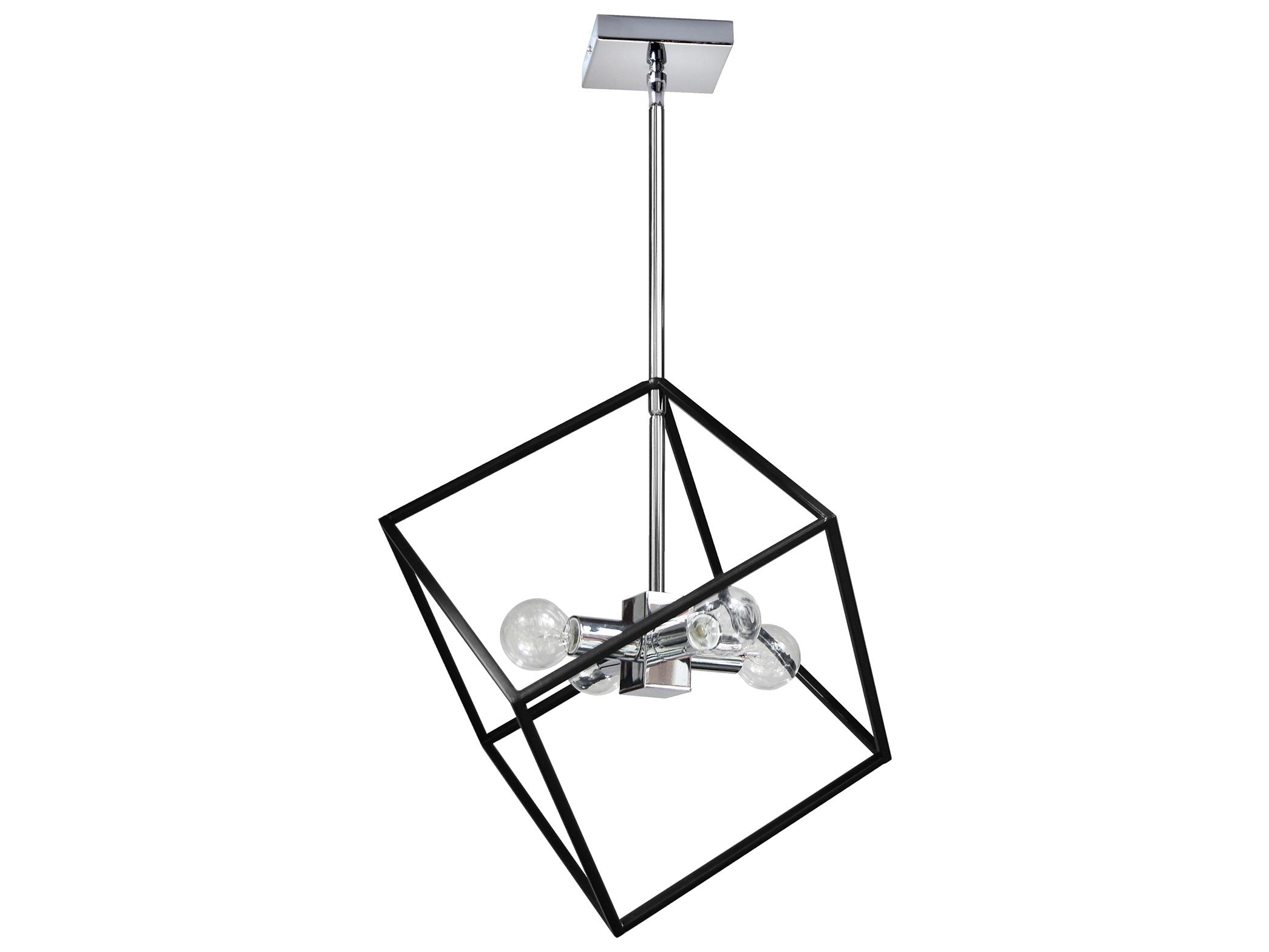 Dainolite Kappa 4-Light Polished Chrome Matte Black Geometric Pendant