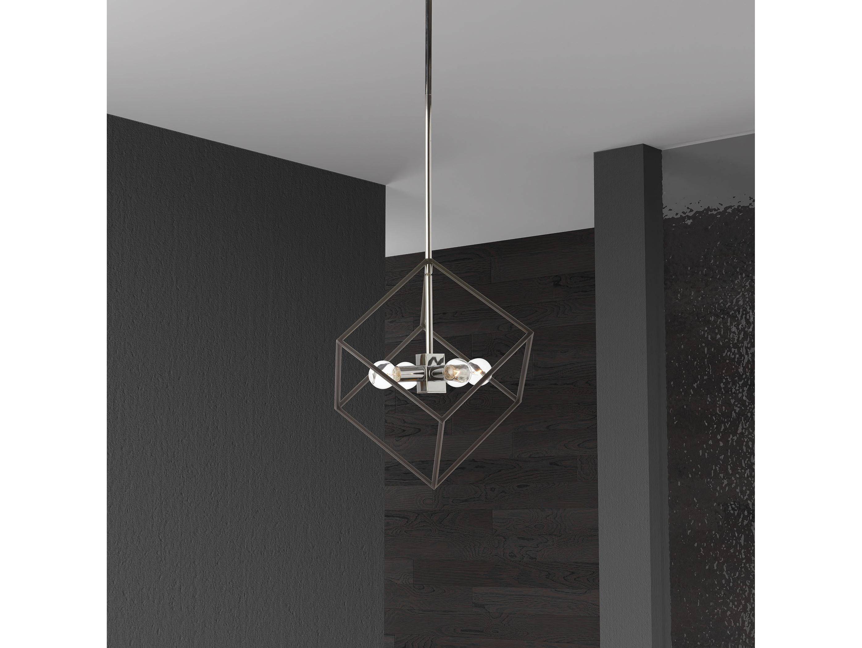 Dainolite Kappa 4-Light Polished Chrome Matte Black Geometric Pendant