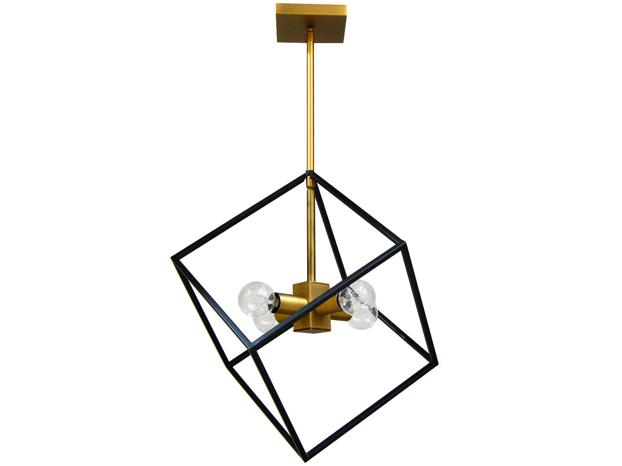 Dainolite Kappa 4-Light Vintage Bronze Matte Black Geometric Pendant