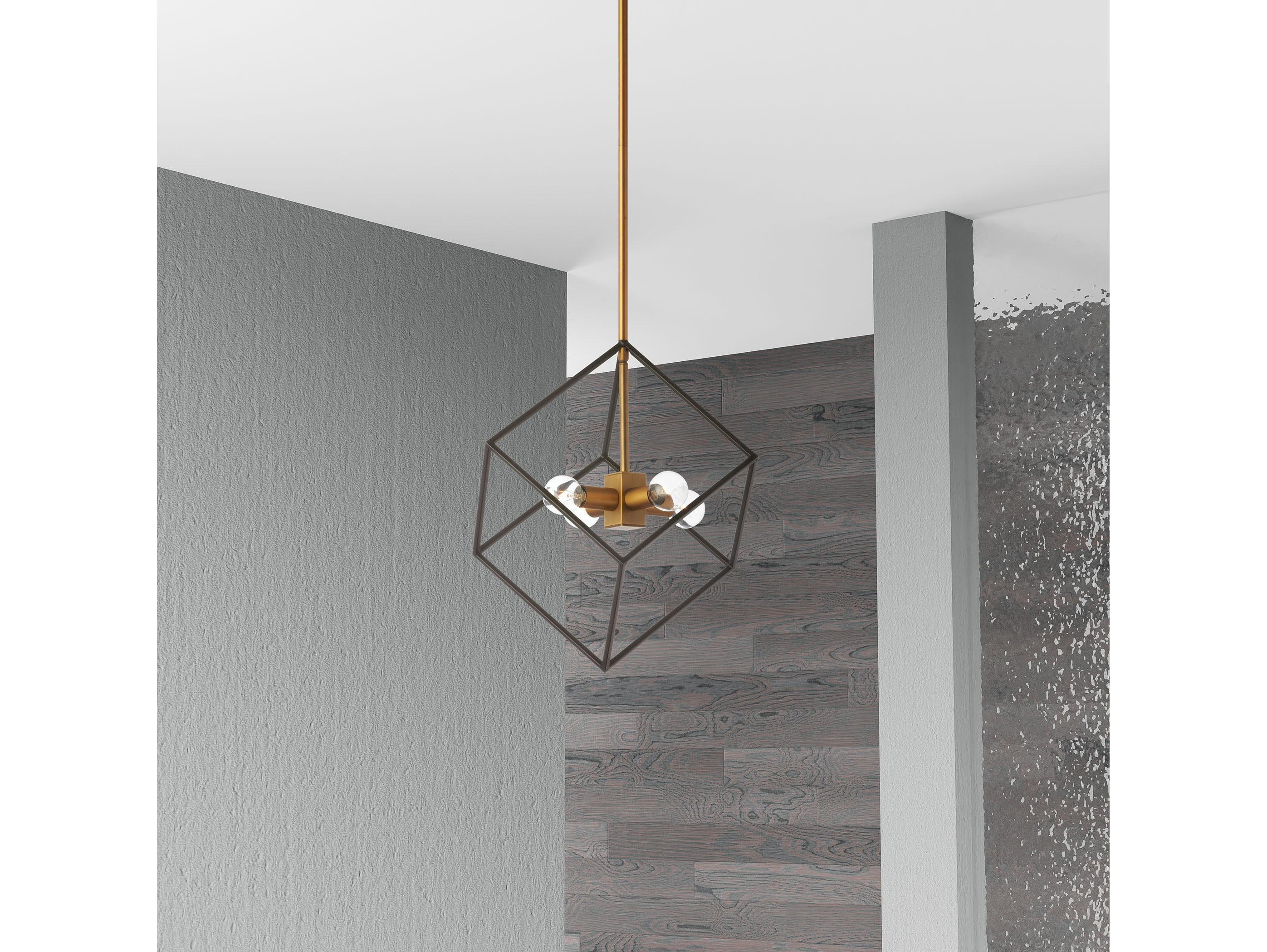 Dainolite Kappa 4-Light Vintage Bronze Matte Black Geometric Pendant