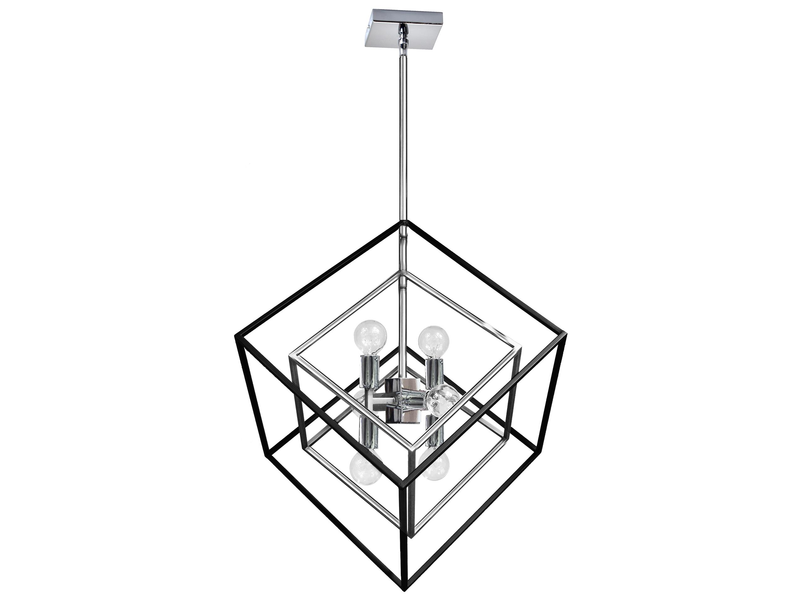 Dainolite Kappa 6-Light Polished Chrome Matte Black Geometric Pendant