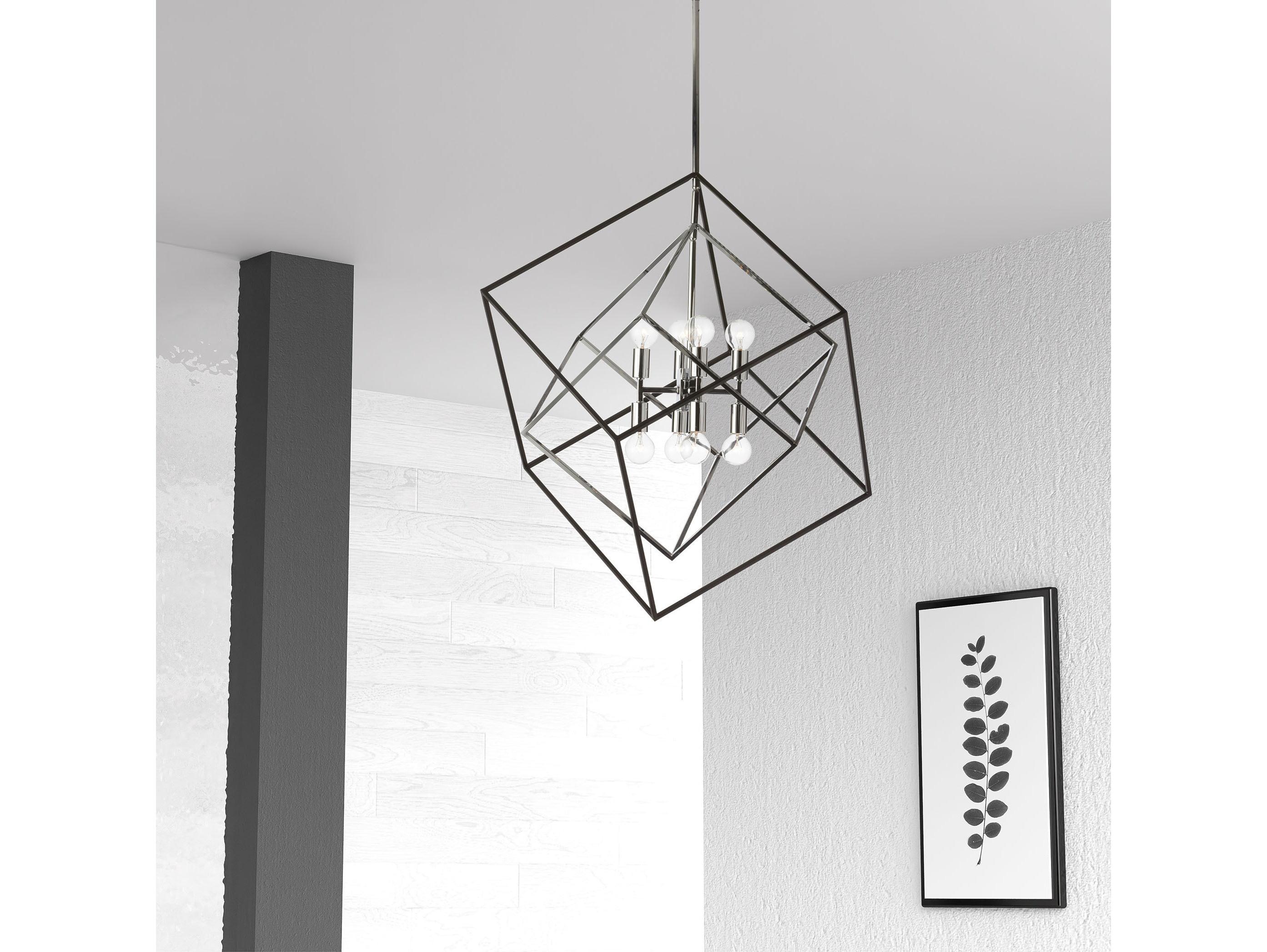 Dainolite Kappa 8-Light Polished Chrome Matte Black Geometric Pendant