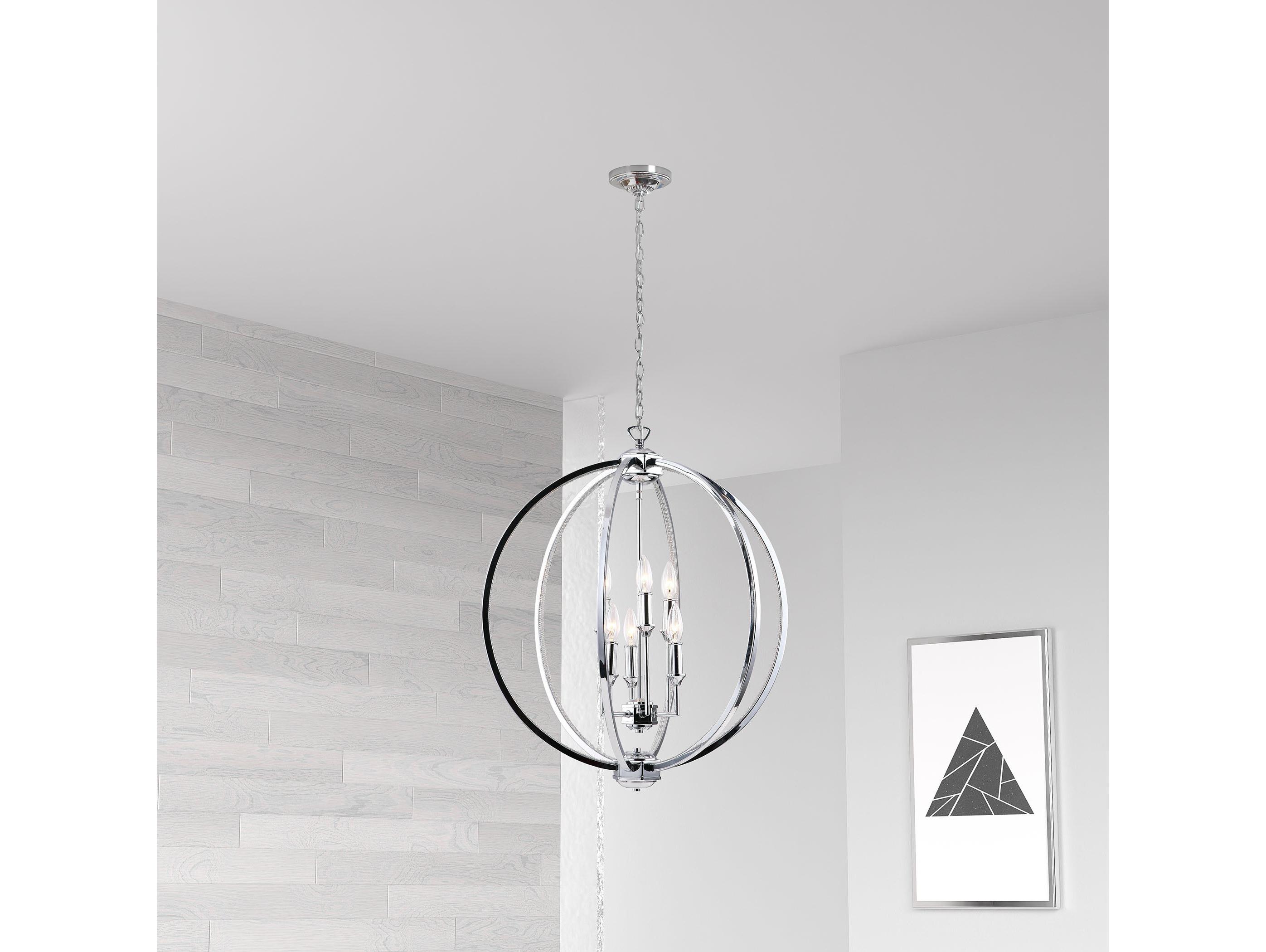 Dainolite Karland 6-Light Polished Chrome Globe Chandelier