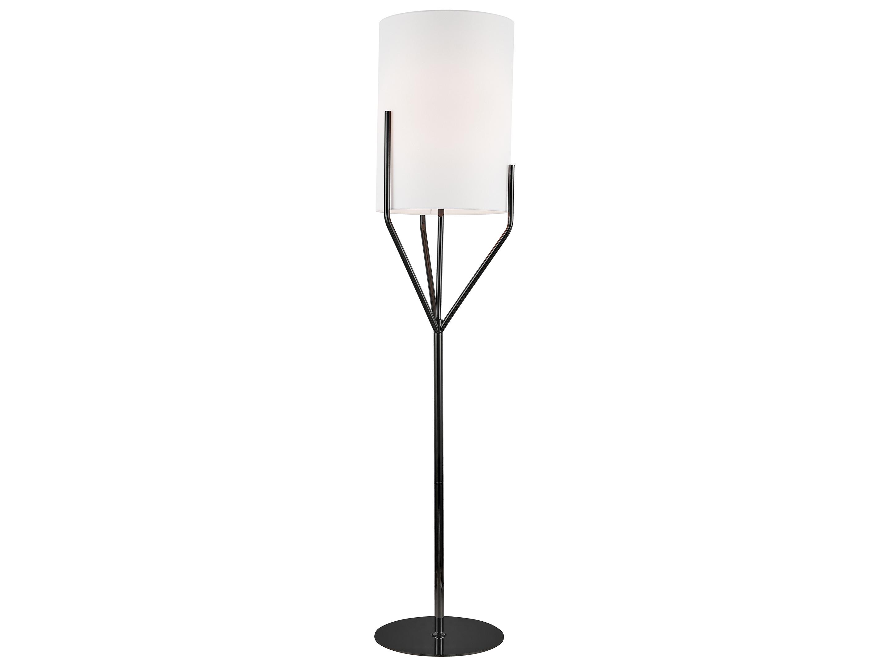 Dainolite Khloe Matte Black White Fabric Floor Lamp