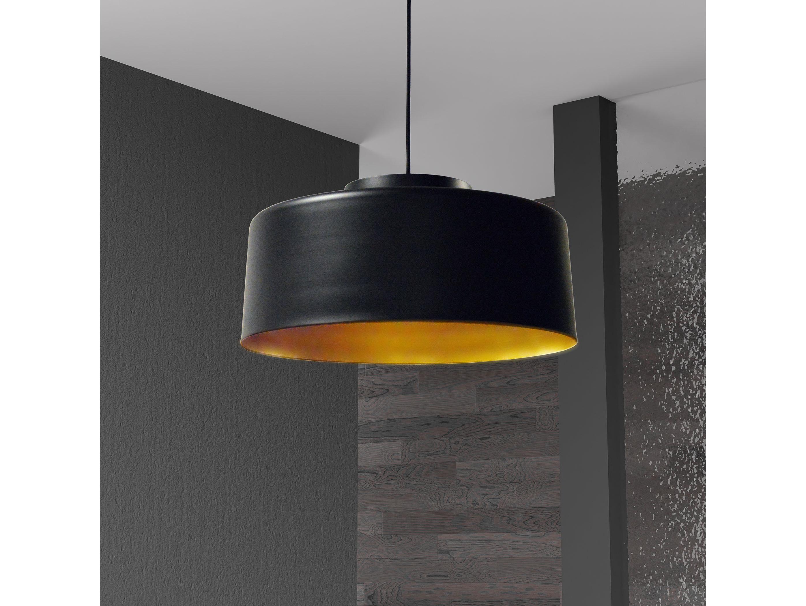 Dainolite Kup 1-Light Black Gold Drum Pendant