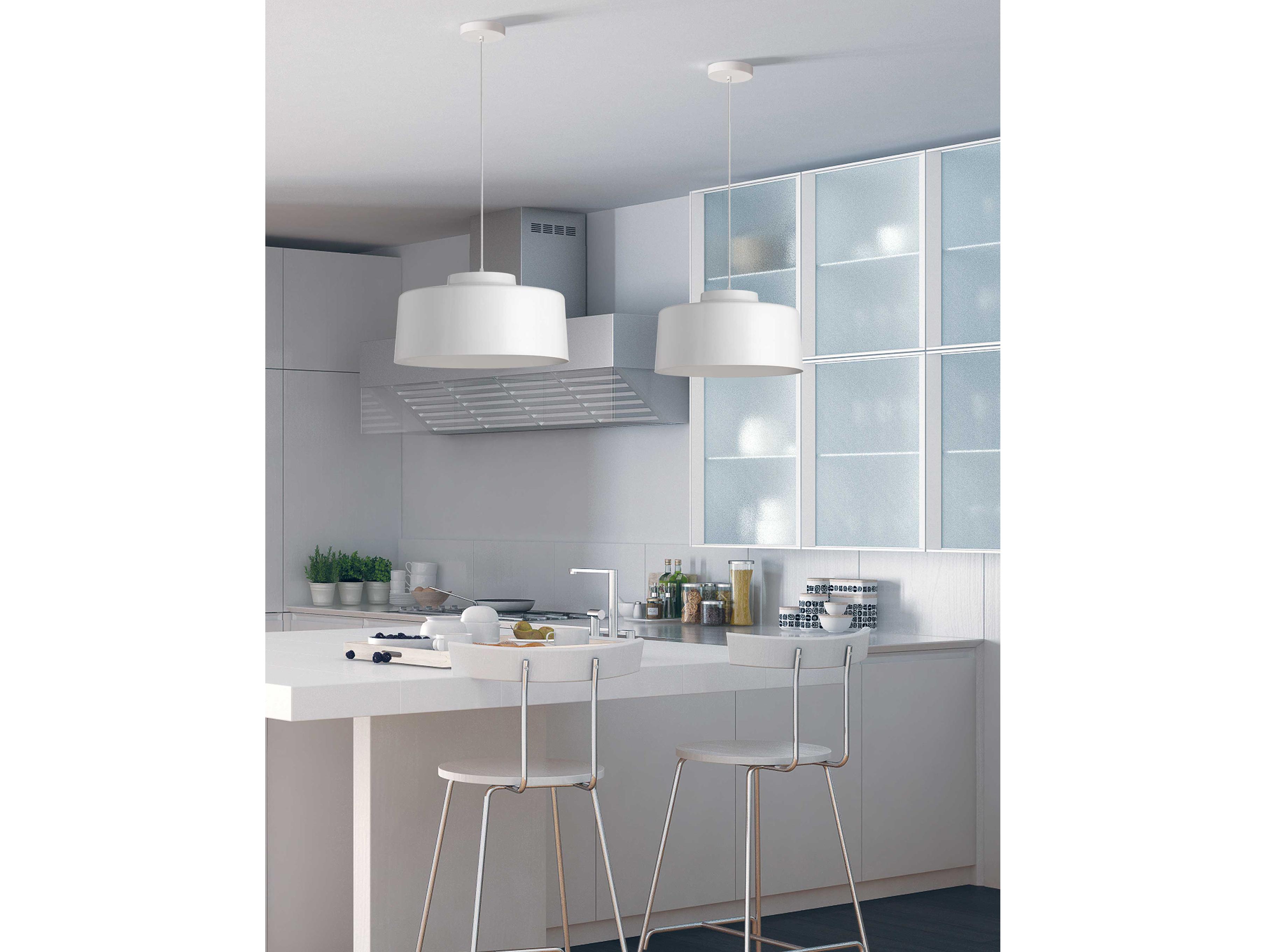 Dainolite Kup 1-Light White Drum Pendant