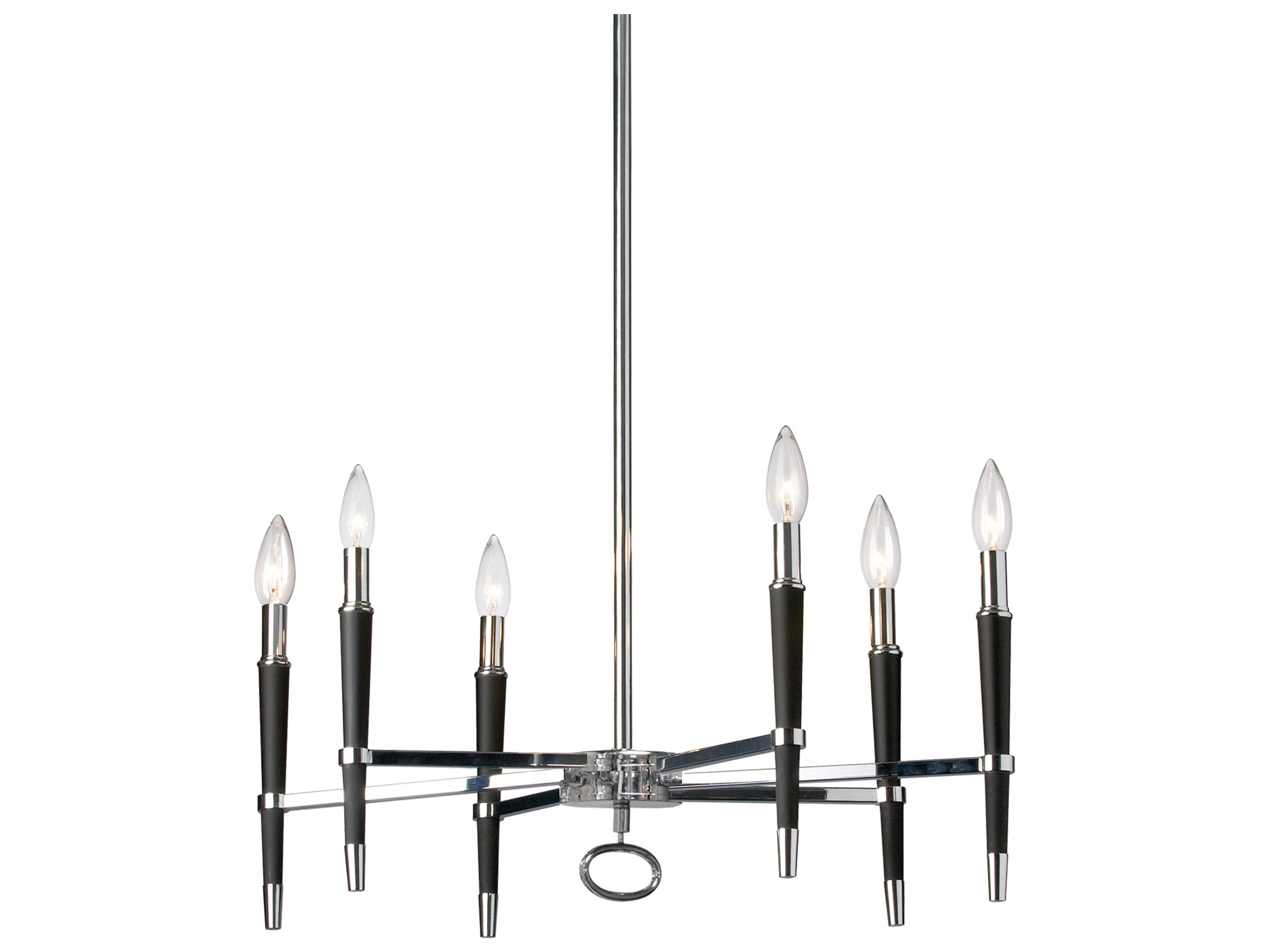 Dainolite Langford 6-Light Polished Chrome Black Candelabra Chandelier
