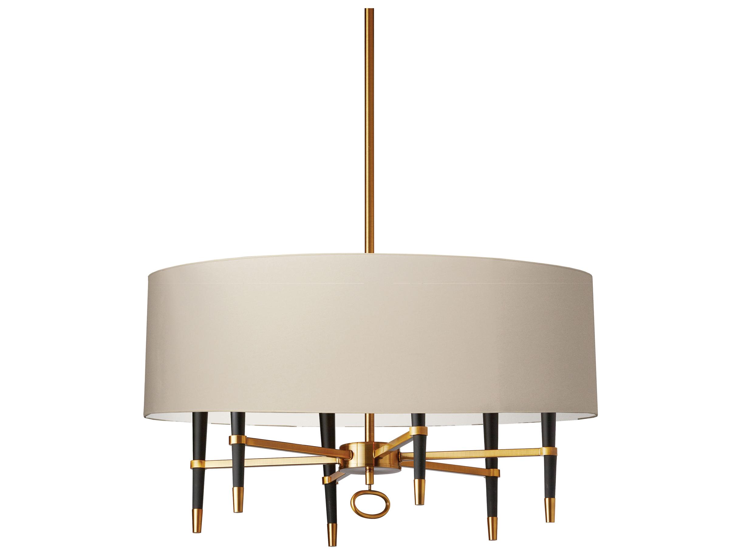 Dainolite Langford 6-Light Vintage Bronze Cream Black Drum Chandelier