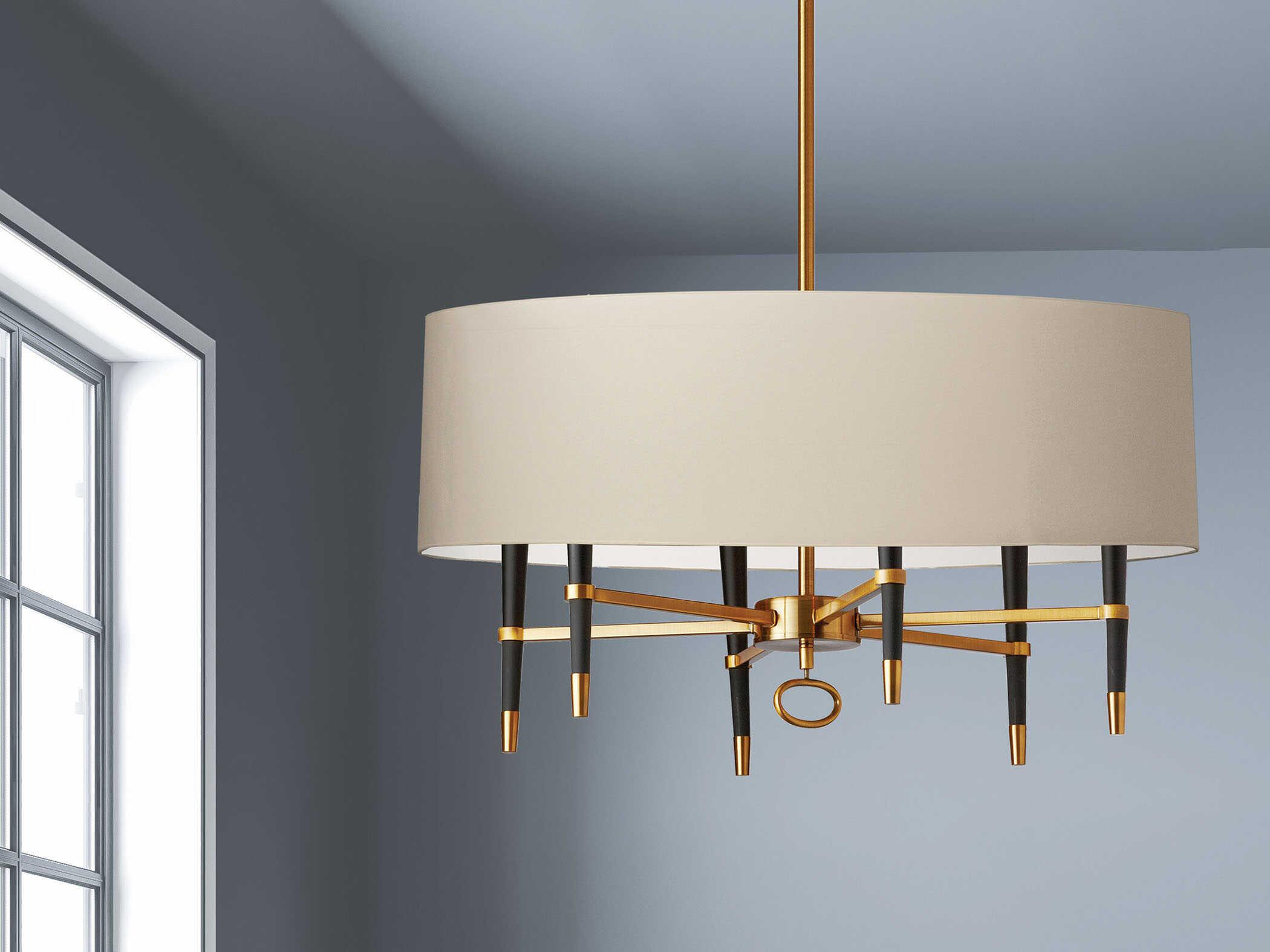 Dainolite Langford 6-Light Vintage Bronze Cream Black Drum Chandelier