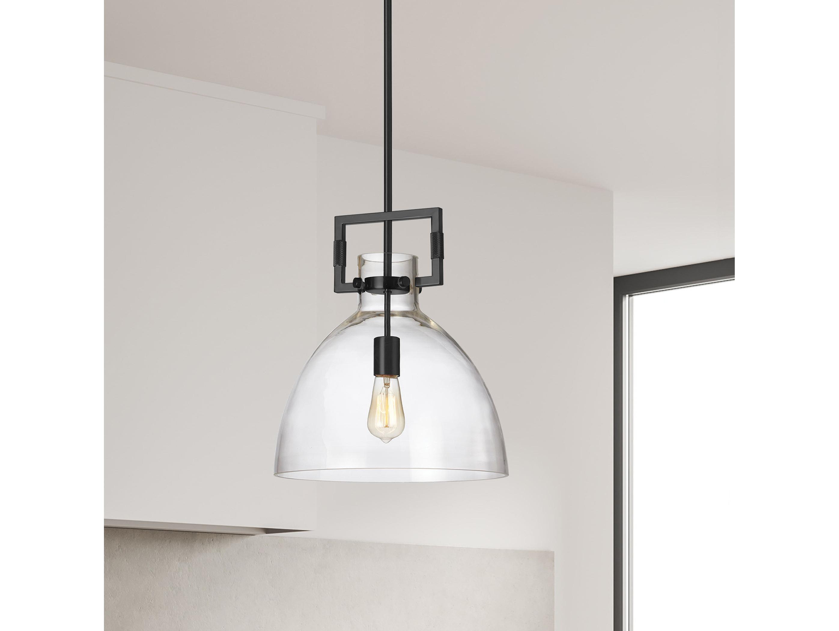Dainolite Liberty 1-Light Matte Black Dome Pendant