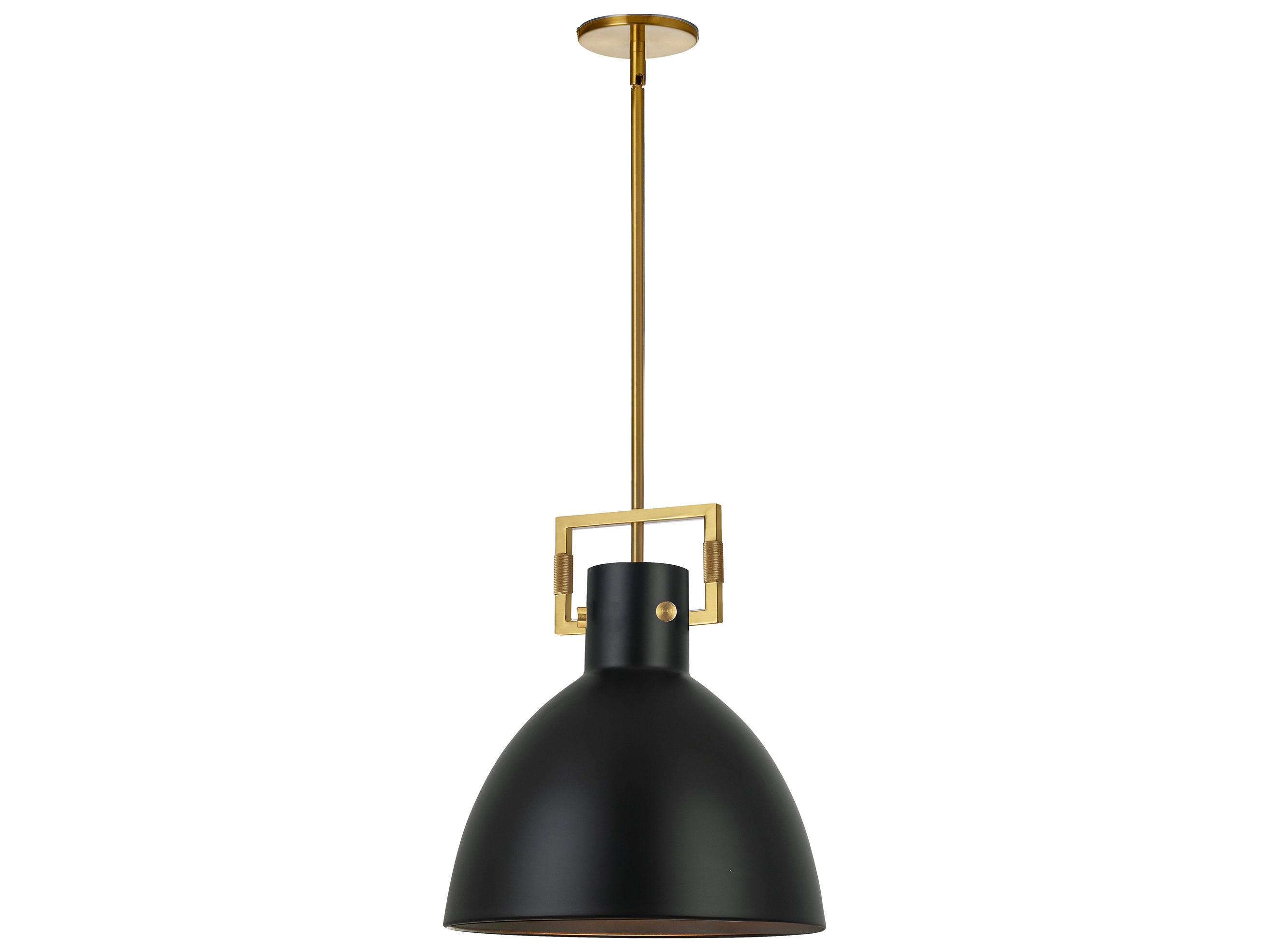 Dainolite Liberty 1-Light Matte Black Aged Brass Dome Pendant