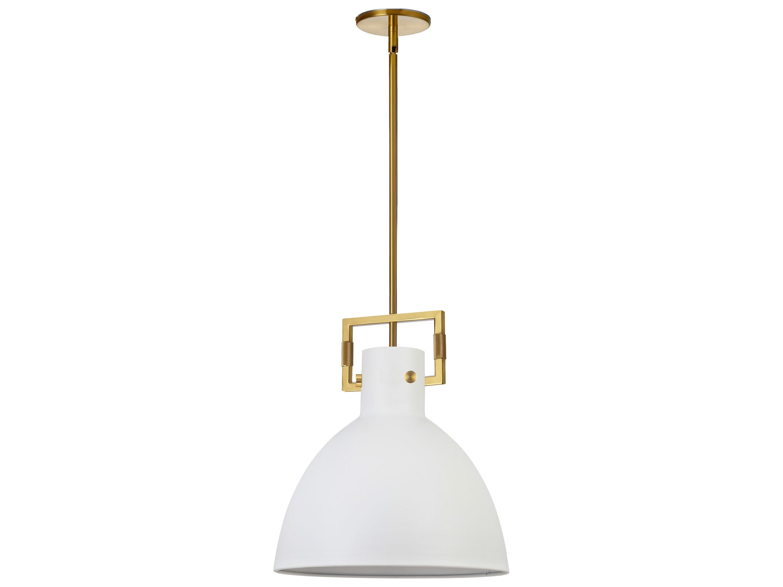 Dainolite Liberty 1-Light Matte White Aged Brass Dome Pendant