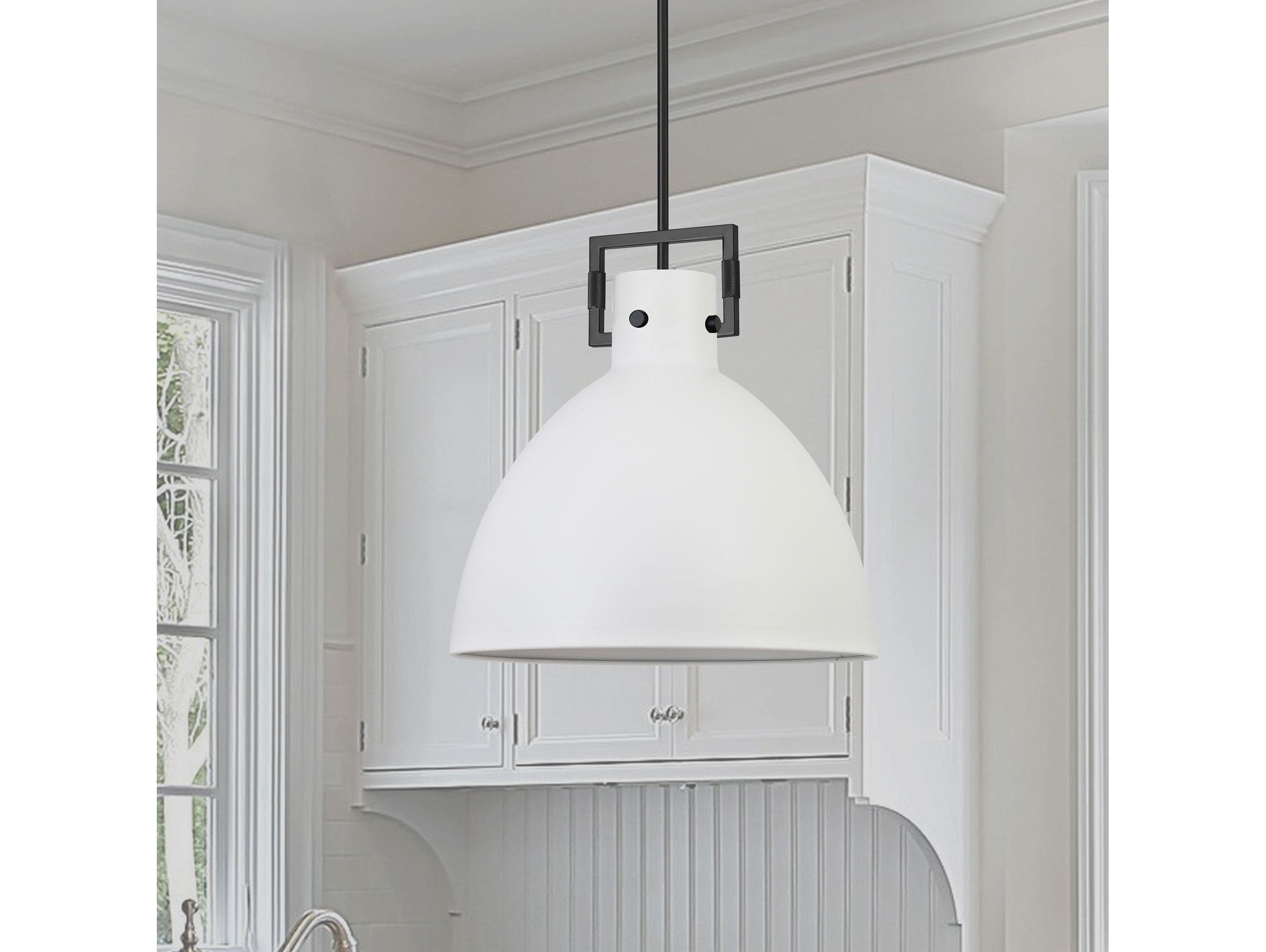 Dainolite Liberty 1-Light Matte White Black Dome Pendant