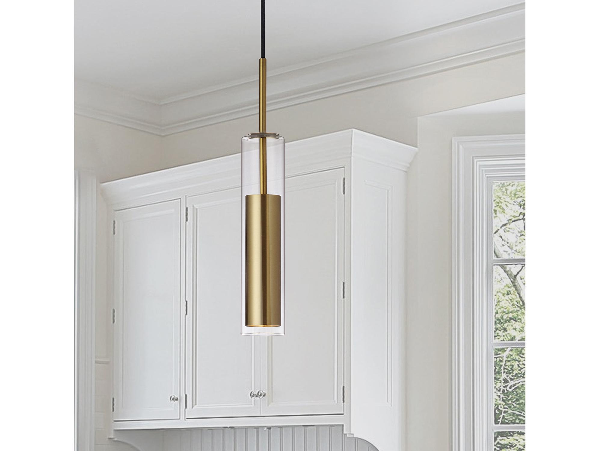 Dainolite Luna 1-Light Aged Brass Cylinder Mini Pendant