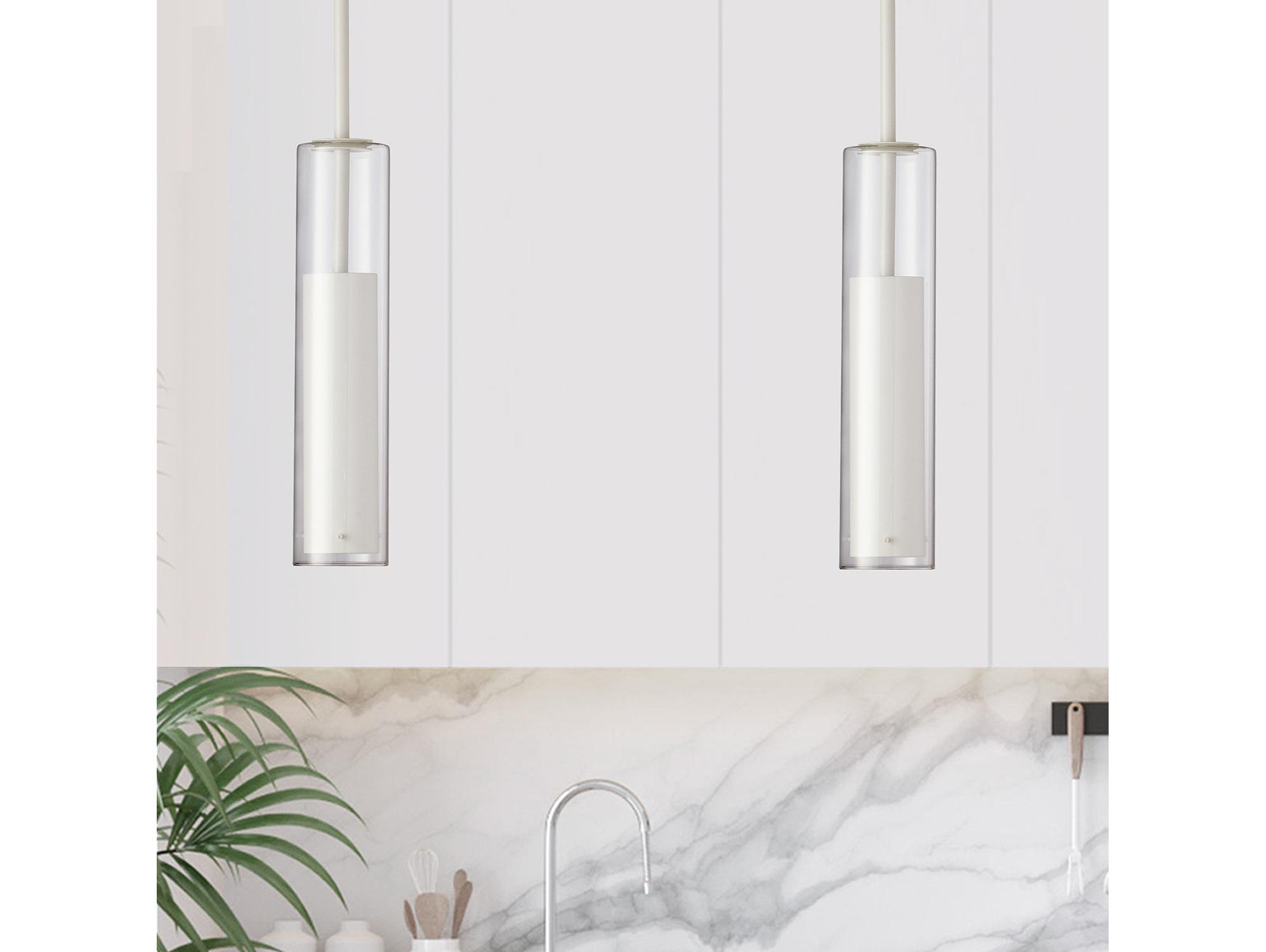 Dainolite Luna 1-Light White Cylinder Mini Pendant