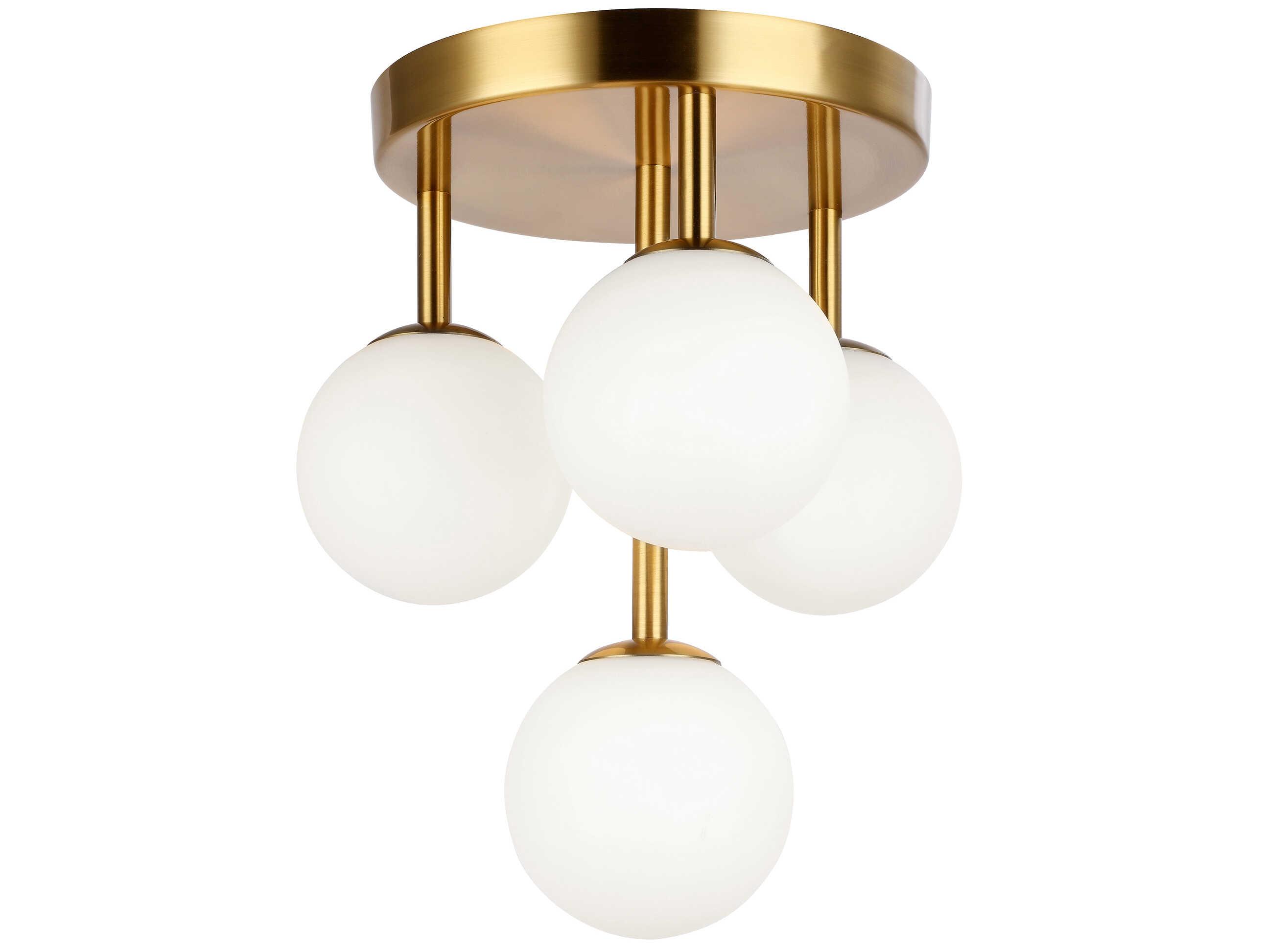 Dainolite Megallan 4-Light Aged Brass Globe Flush Mount
