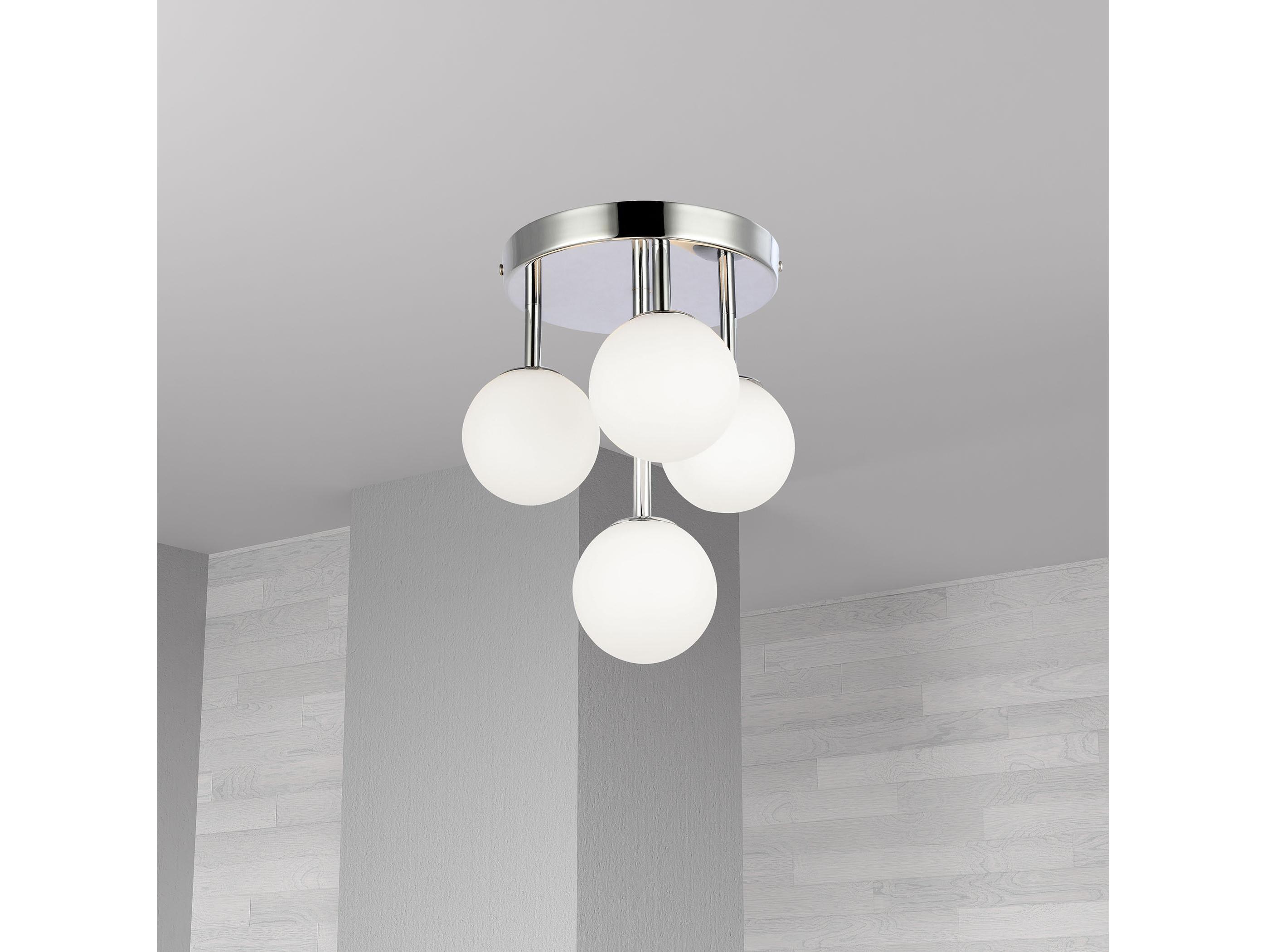 Dainolite Megallan 4-Light Polished Chrome Globe Flush Mount