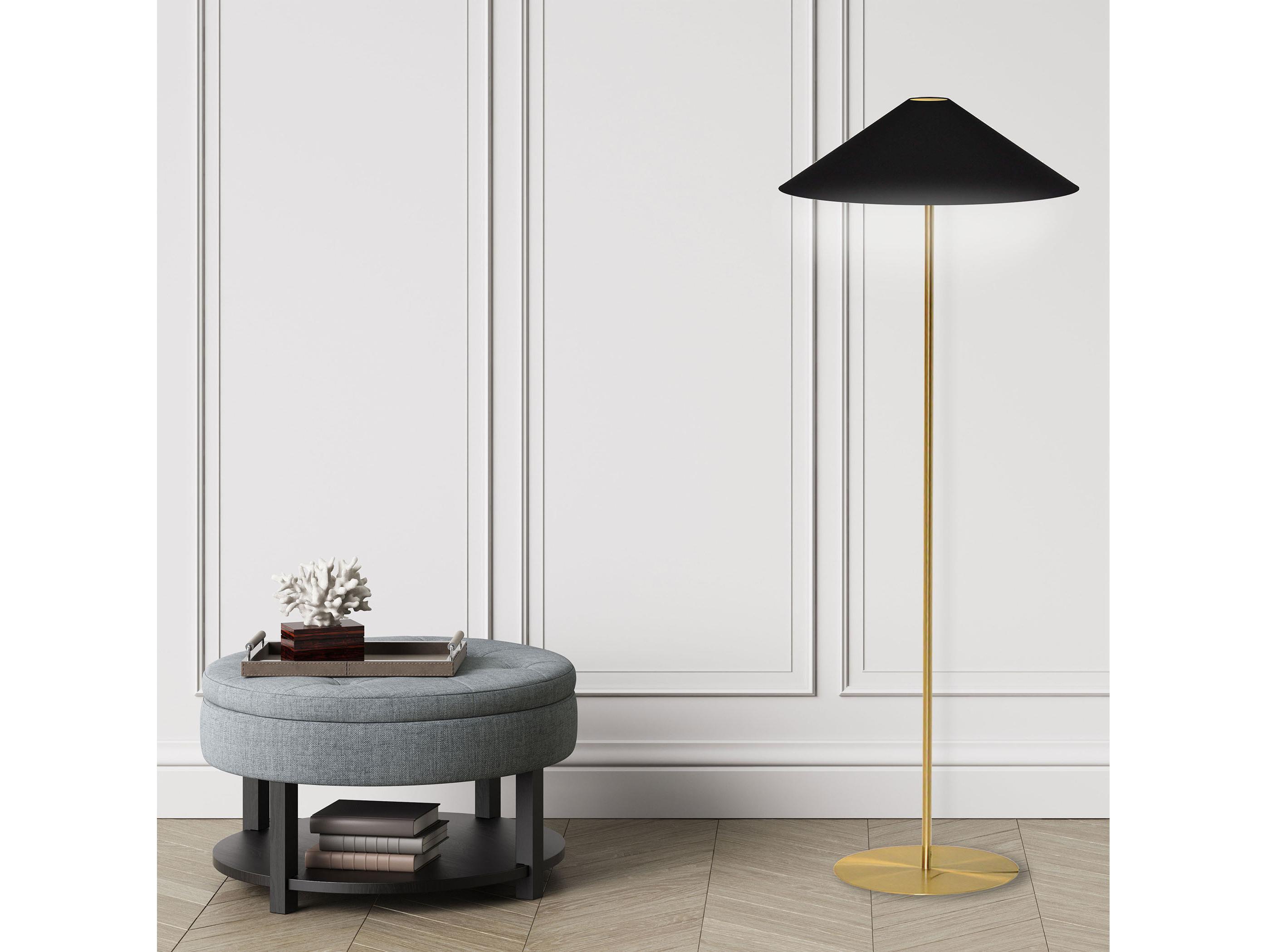 Dainolite Maine Aged Brass Black Gold Floor Lamp