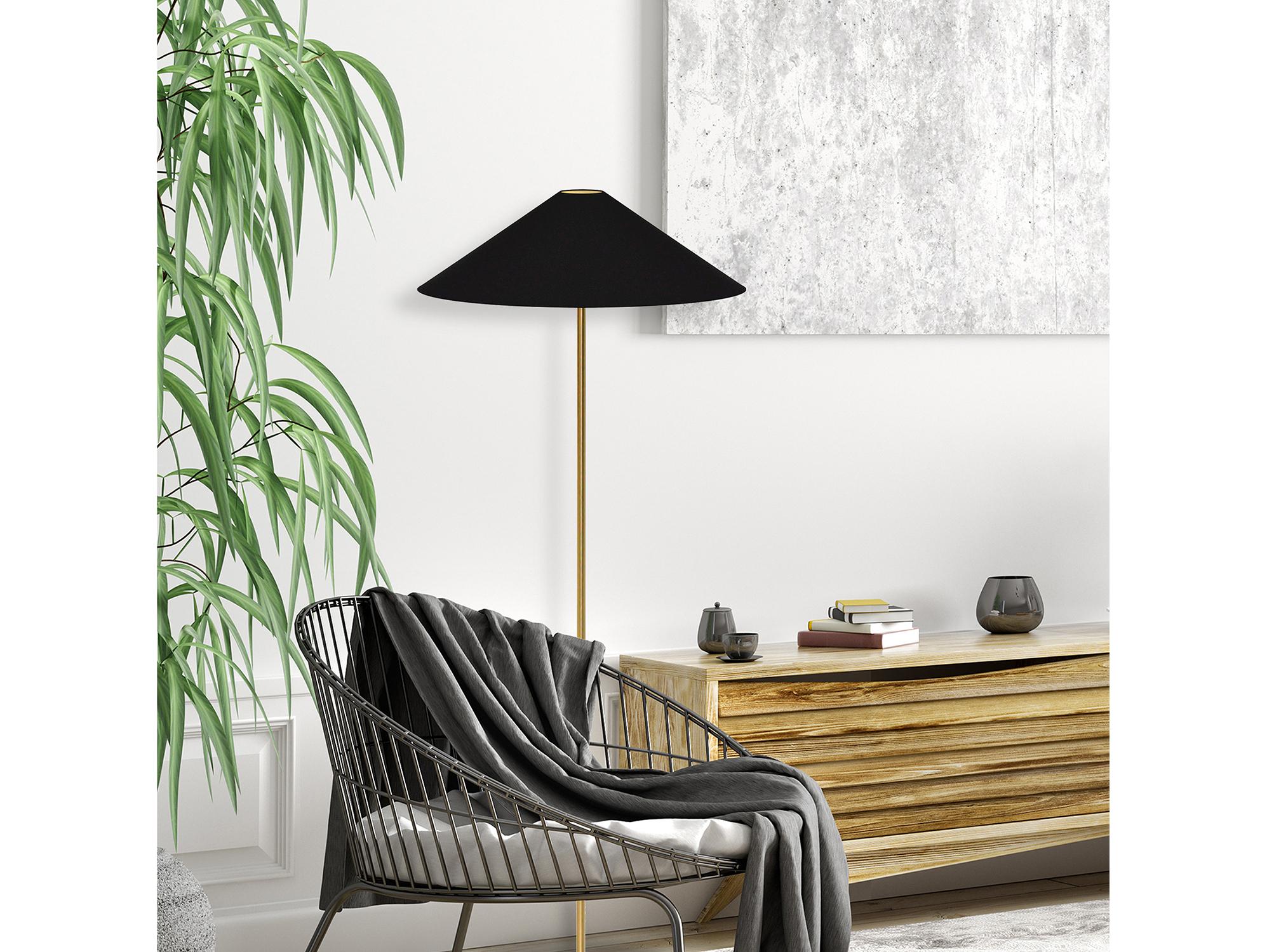 Dainolite Maine Aged Brass Black Gold Floor Lamp