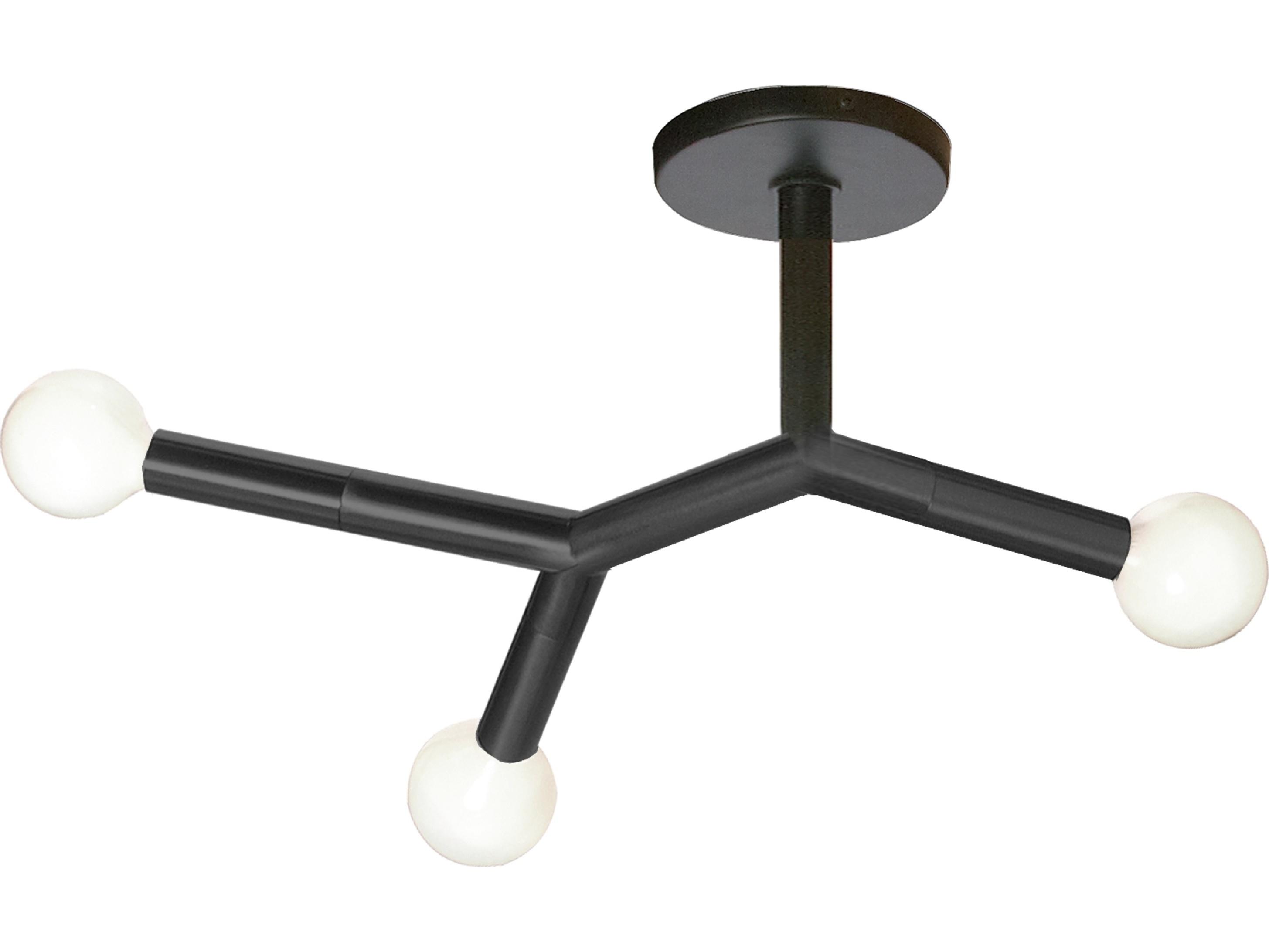 Dainolite Morgan 3-Light Matte Black Linear Semi Flush Mount