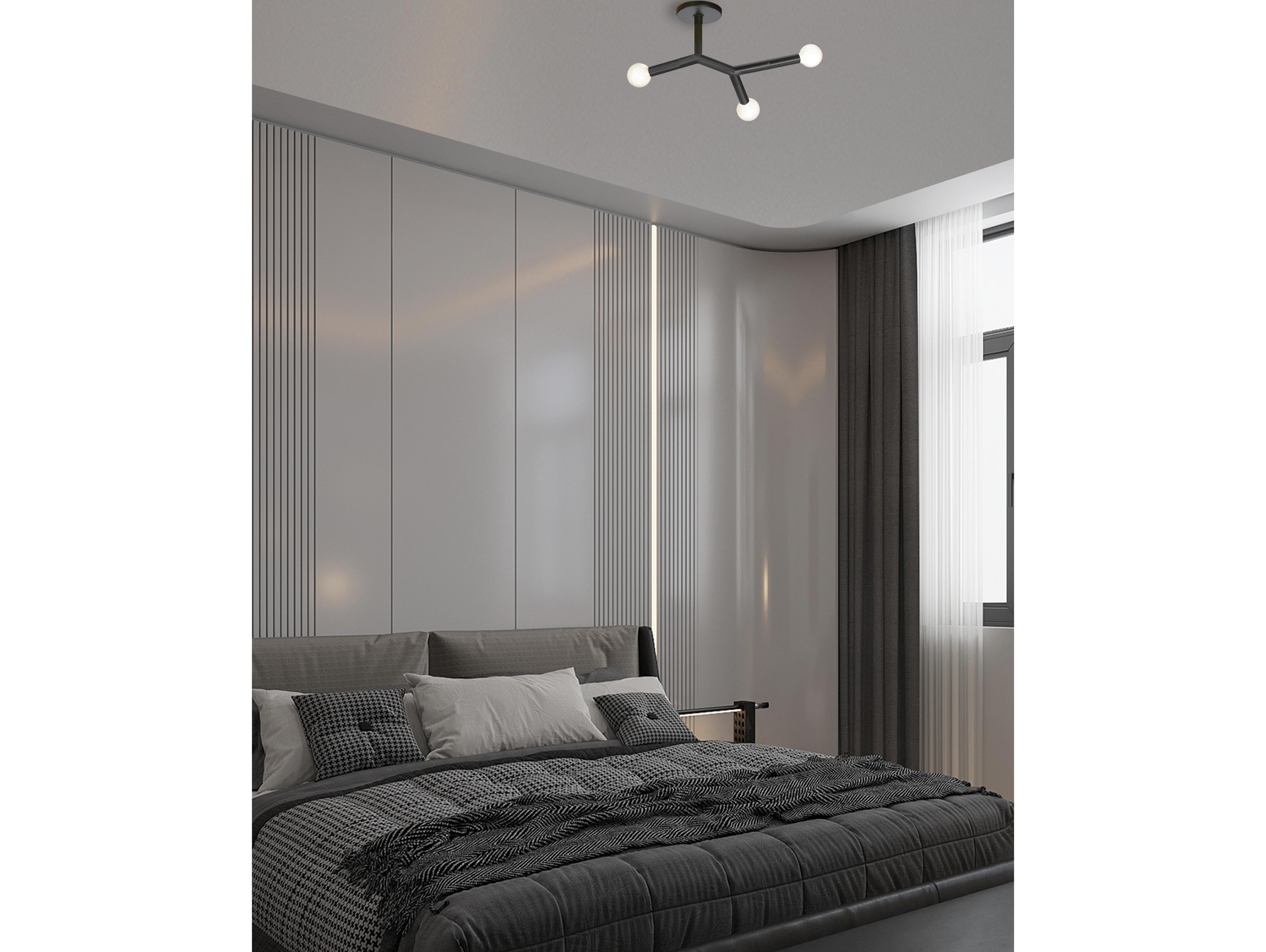 Dainolite Morgan 3-Light Matte Black Linear Semi Flush Mount