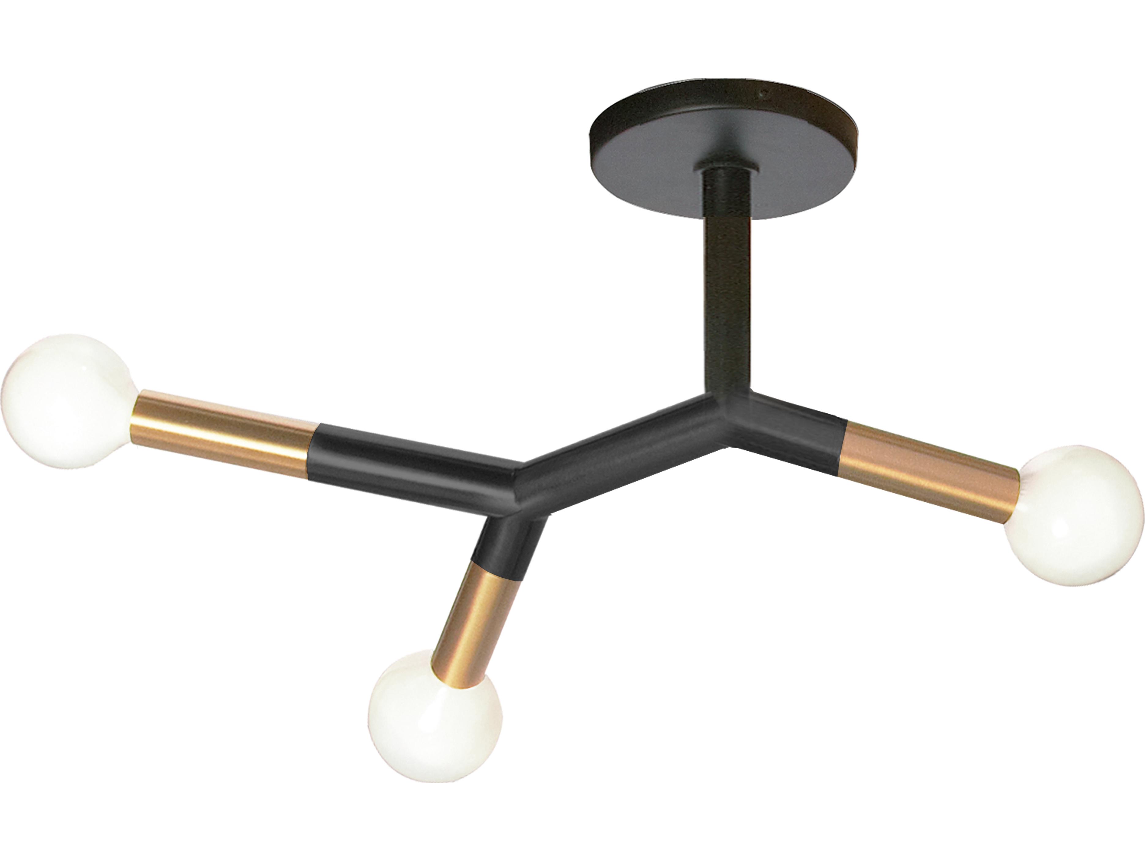 Dainolite Morgan 3-Light Matte Black Aged Brass Semi Flush Mount