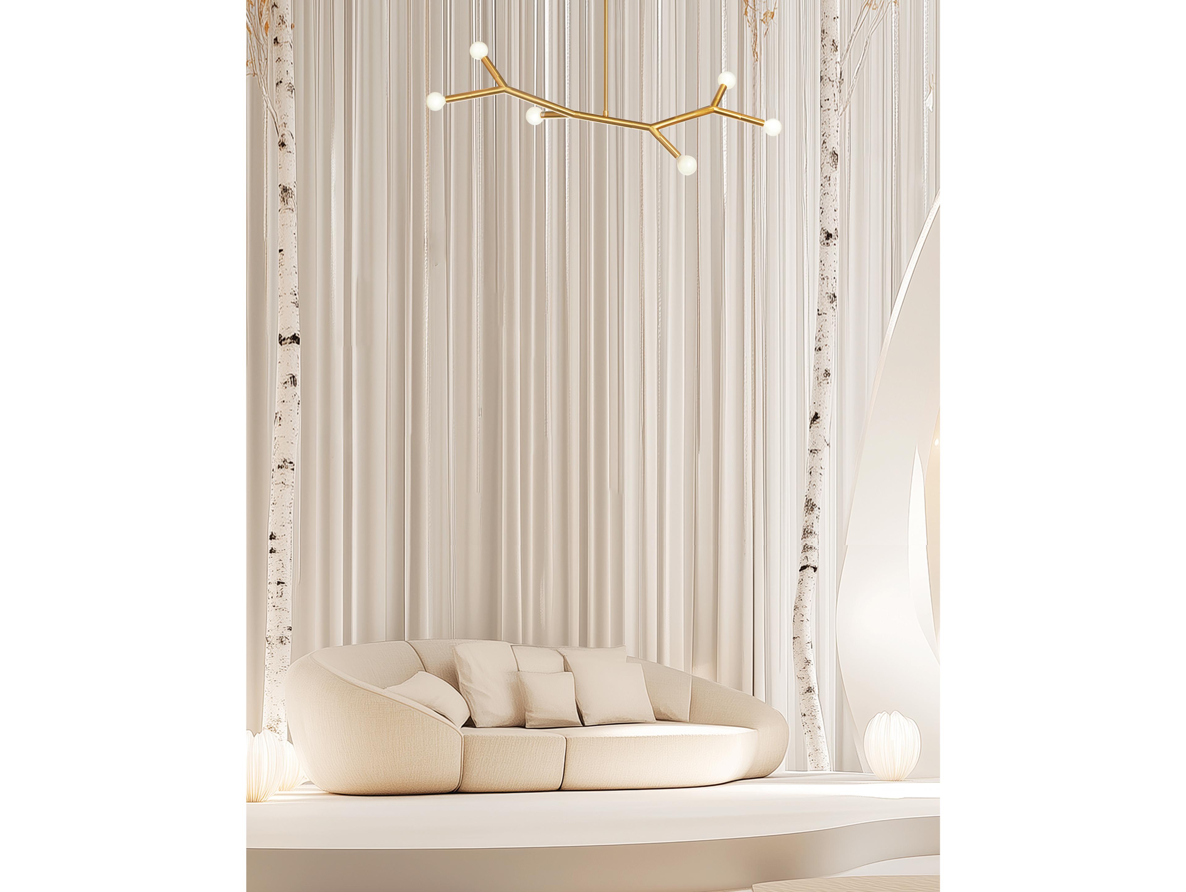 Dainolite Morgan 6-Light Aged Brass Linear Island Pendant