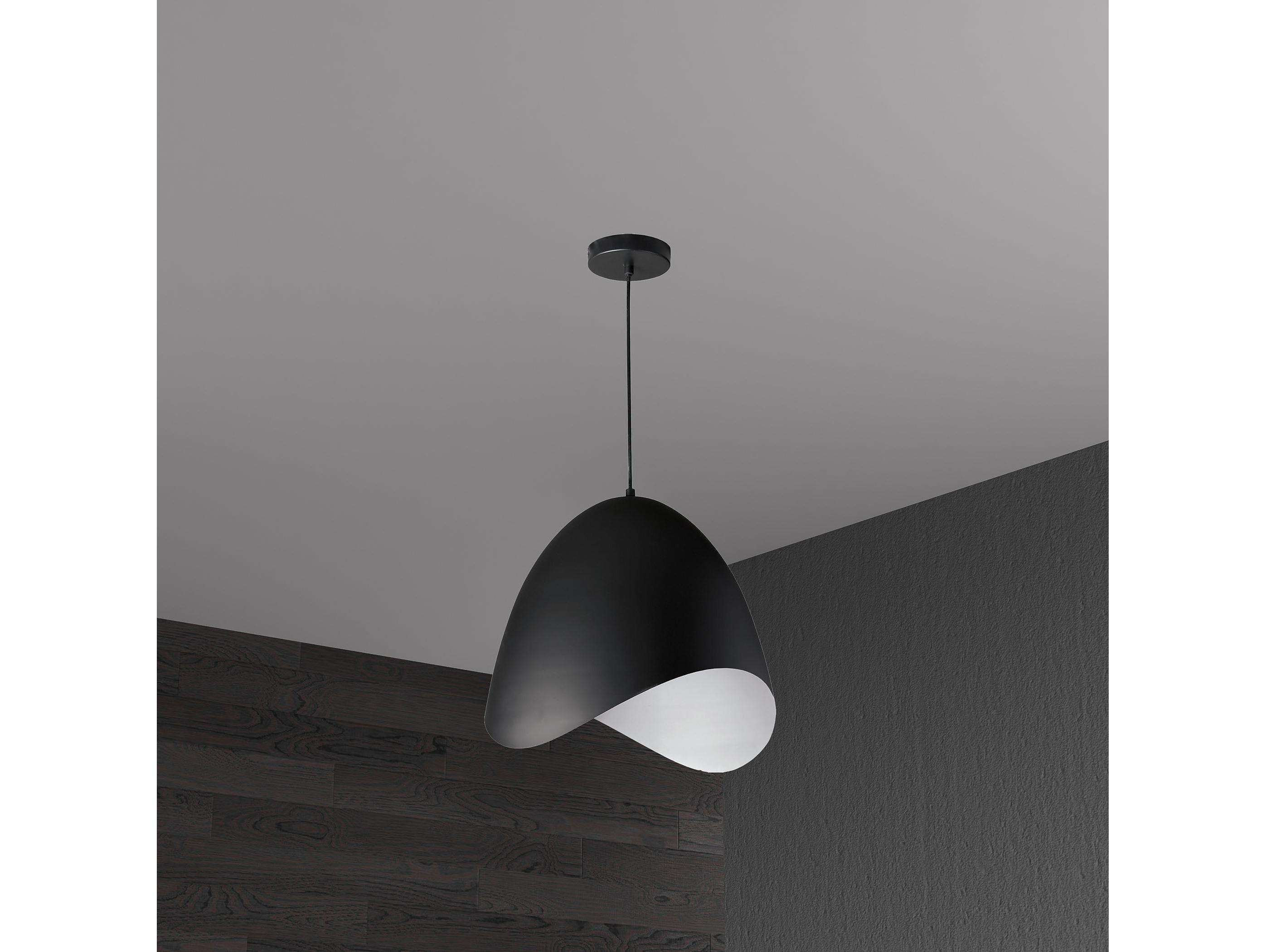 Dainolite Myra 1-Light Black White Dome Pendant