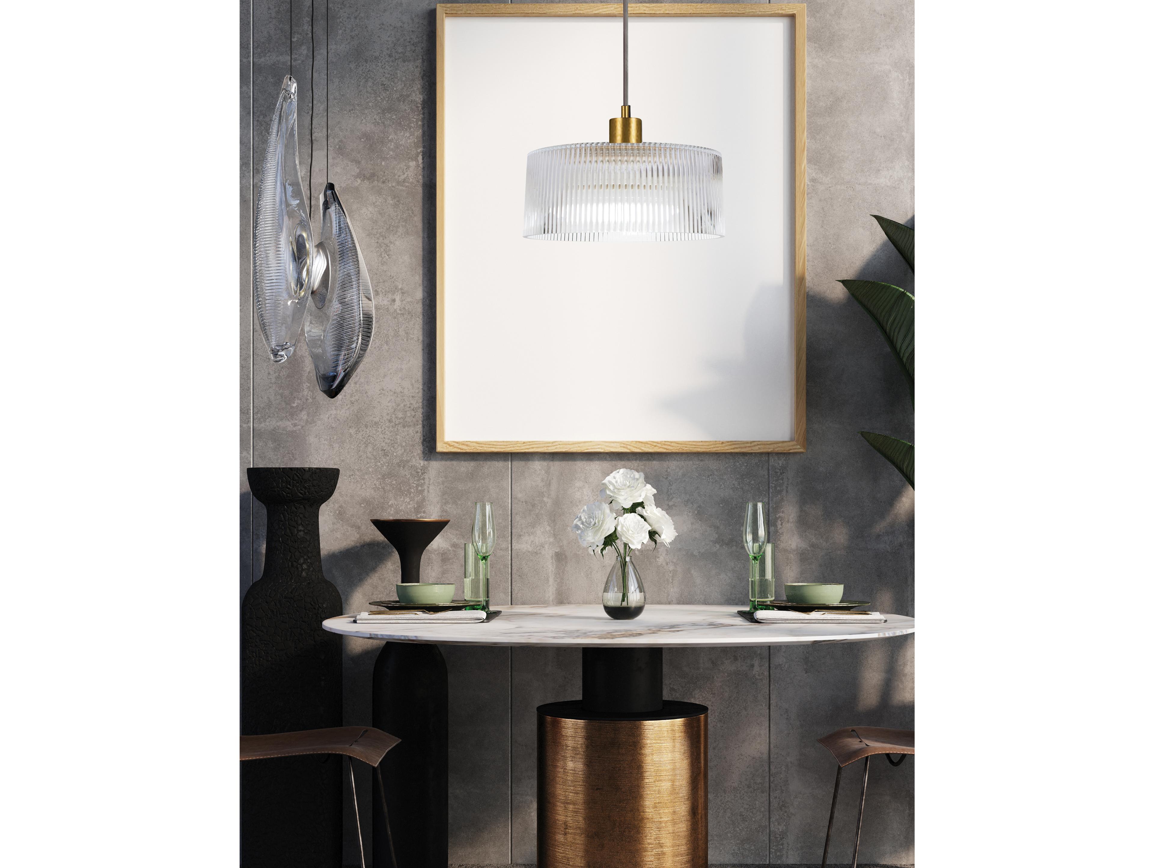Dainolite Nadine 1-Light Aged Brass Drum Mini Pendant