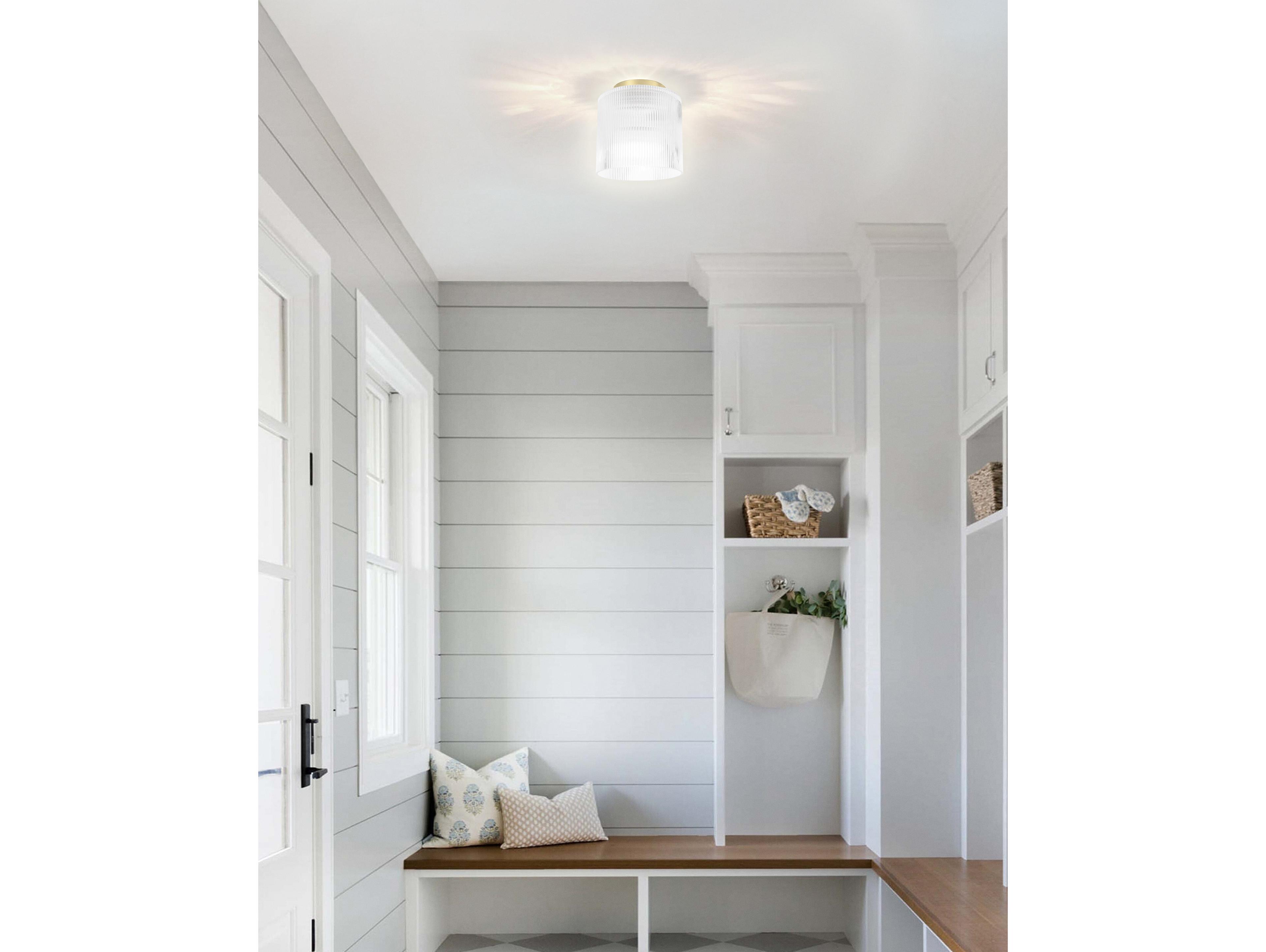 Dainolite Nadine 1-Light Aged Brass Cylinder Flush Mount