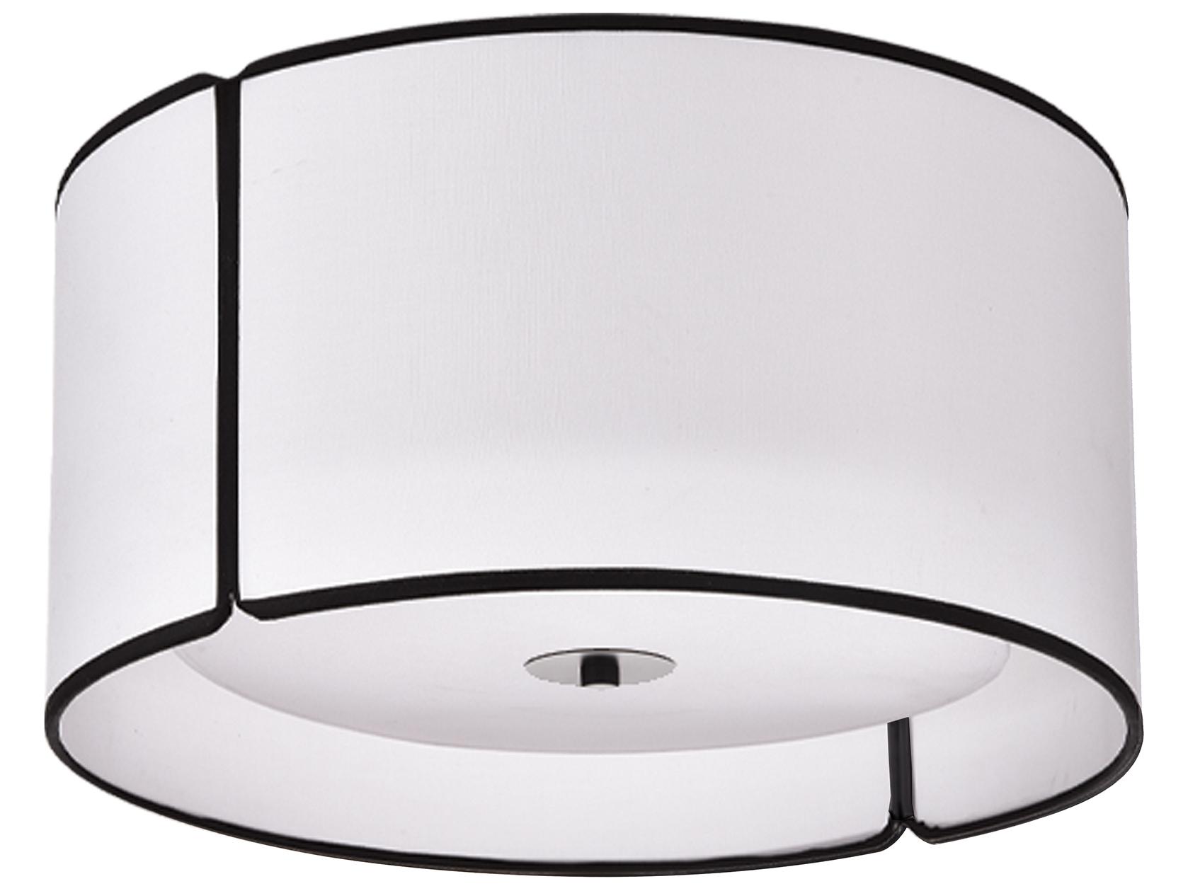 Dainolite Notched Drum 3-Light Matte Black White Flush Mount