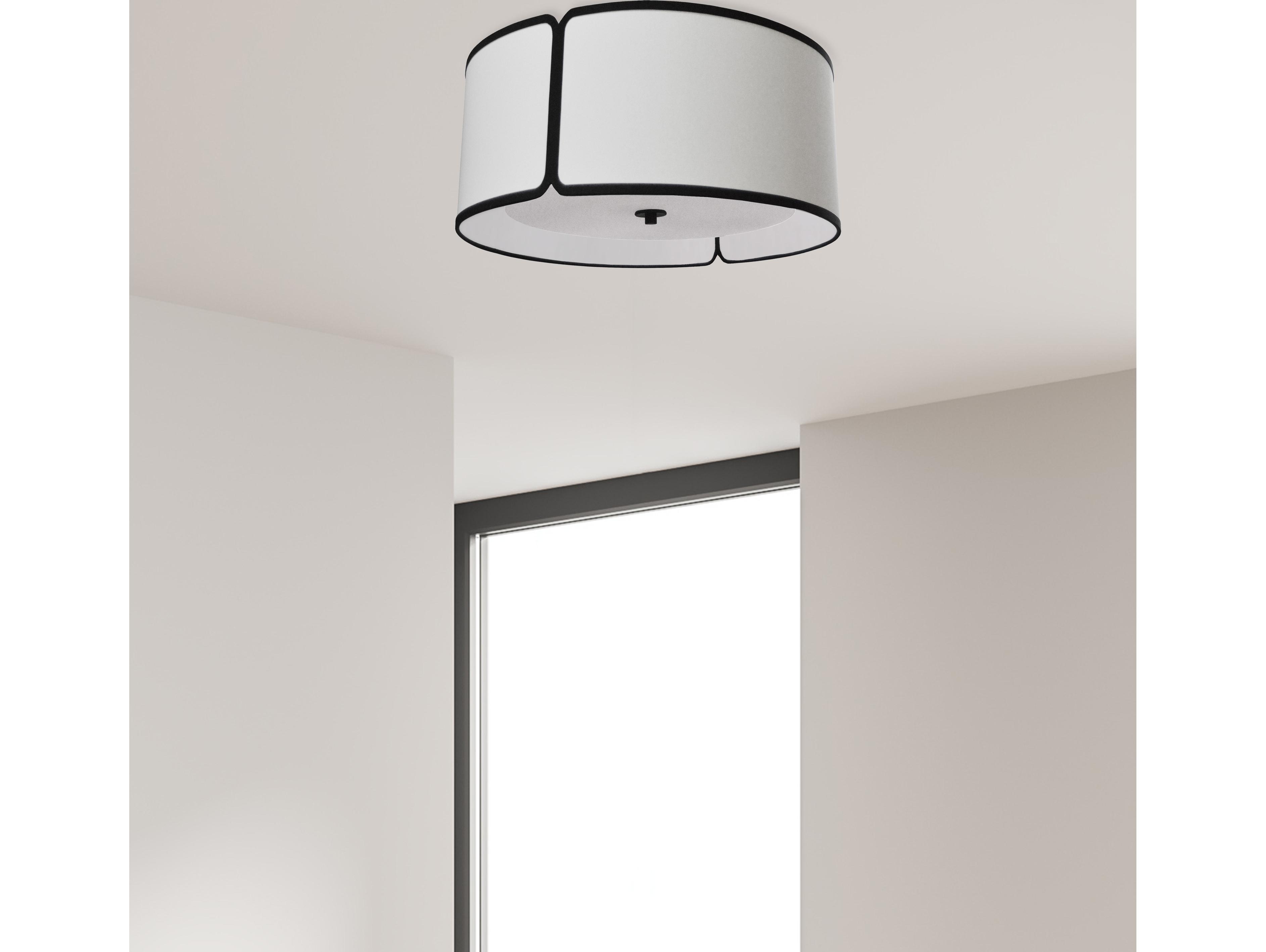 Dainolite Notched Drum 3-Light Matte Black White Flush Mount