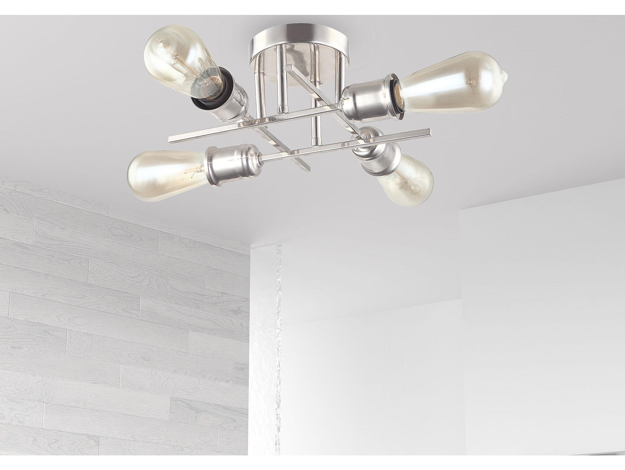 Dainolite Nebraska 4-Light Burnished Chrome Linear Sputnik Semi Flush Mount