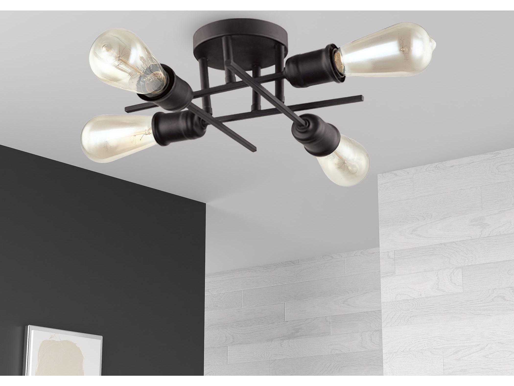 Dainolite Nebraska 4-Light Espresso Black Linear Sputnik Semi Flush Mount