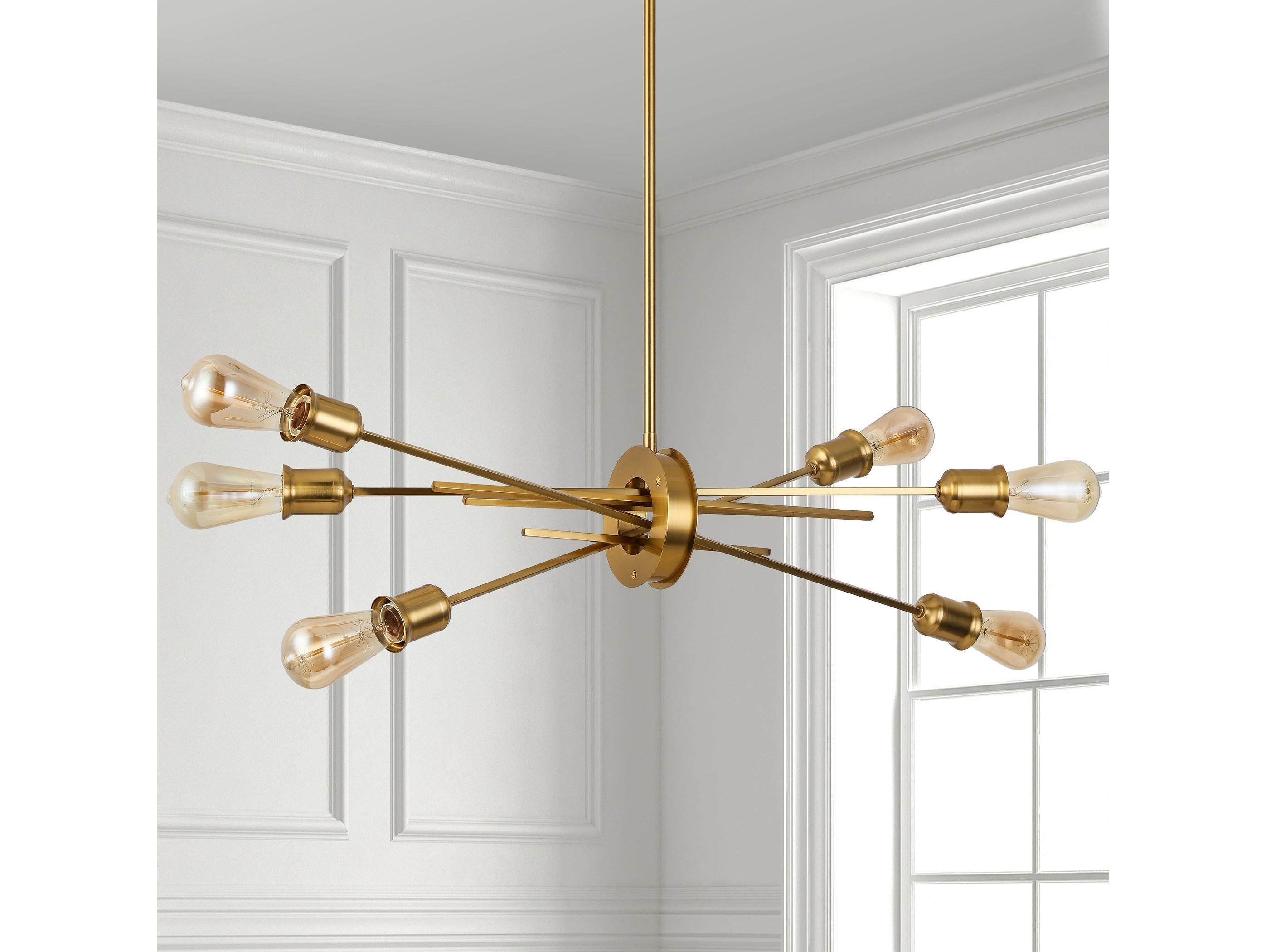 Dainolite Nebraska 6-Light Aged Brass Linear Sputnik Pendant