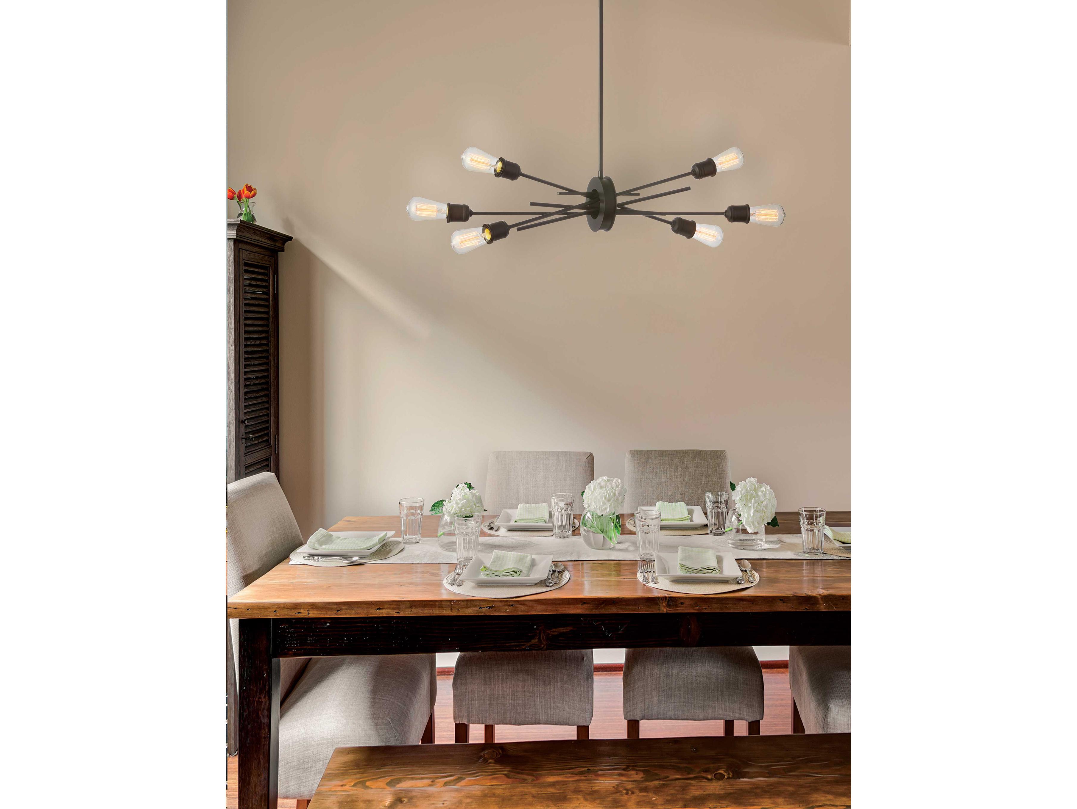 Dainolite Nebraska 6-Light Espresso Bronze Linear Sputnik Pendant
