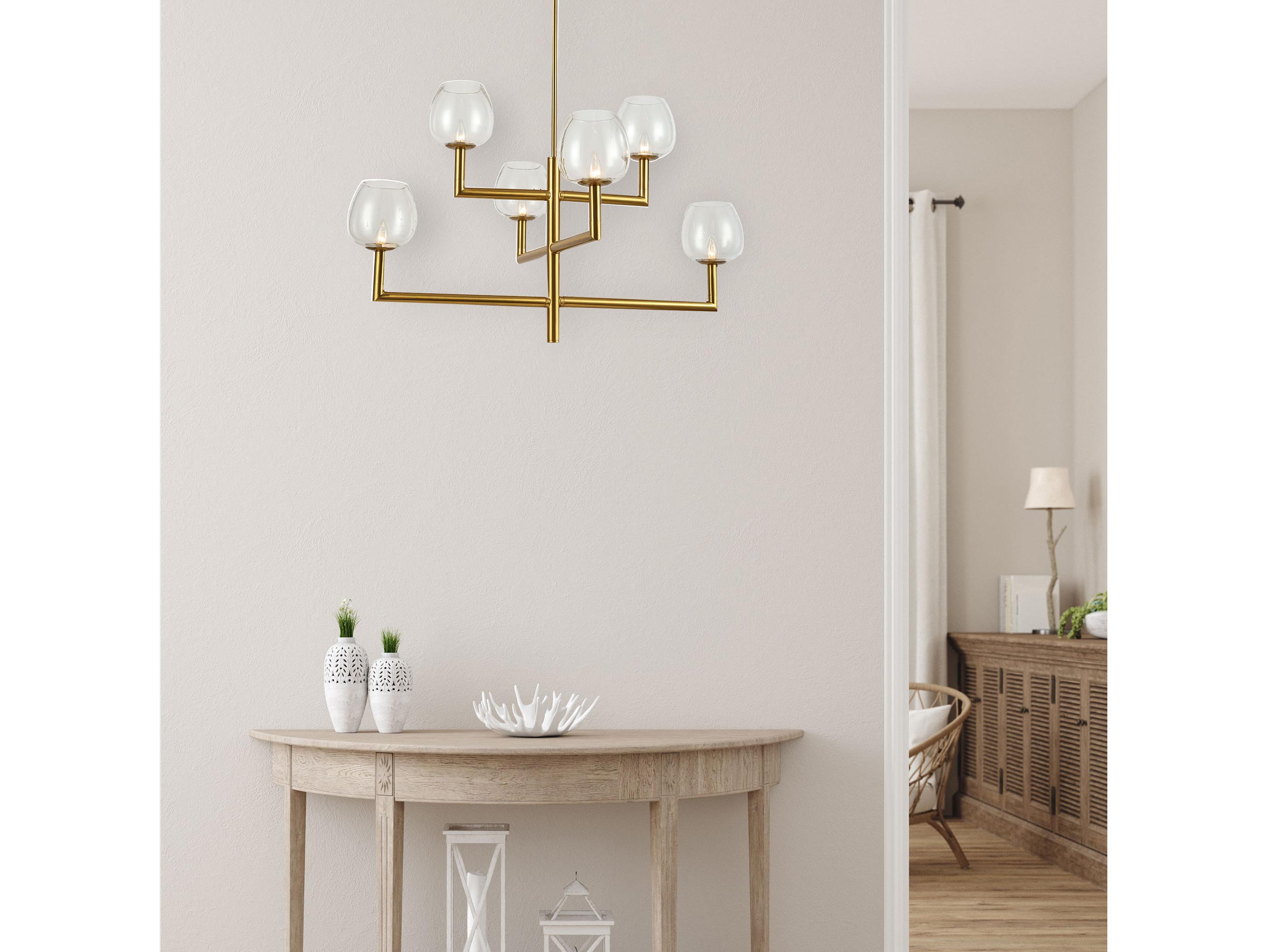 Dainolite Nora 6-Light Aged Brass Linear Tiered Chandelier